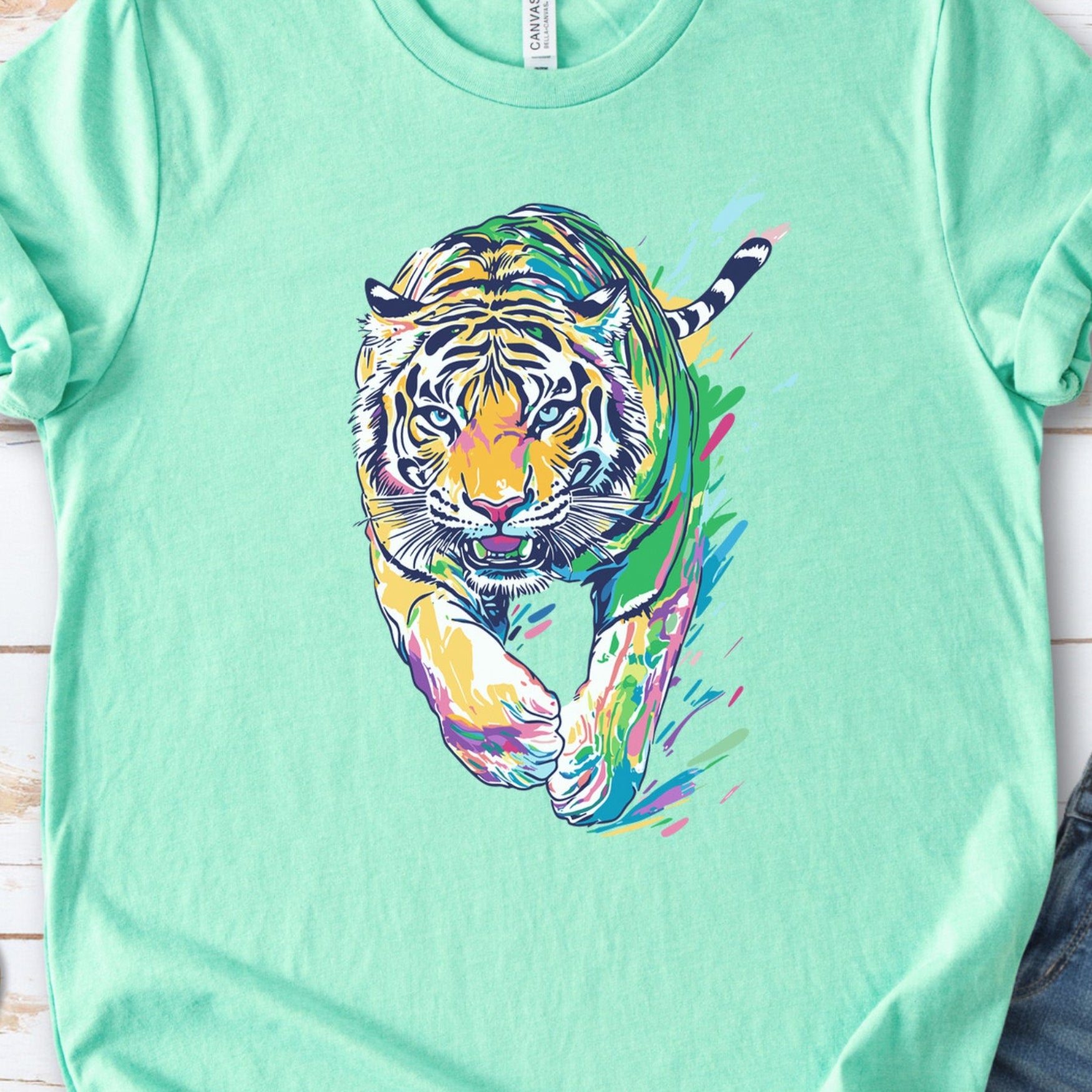 Colorful Tiger T-Shirt – Vibrant and Artistic Wildlife Design