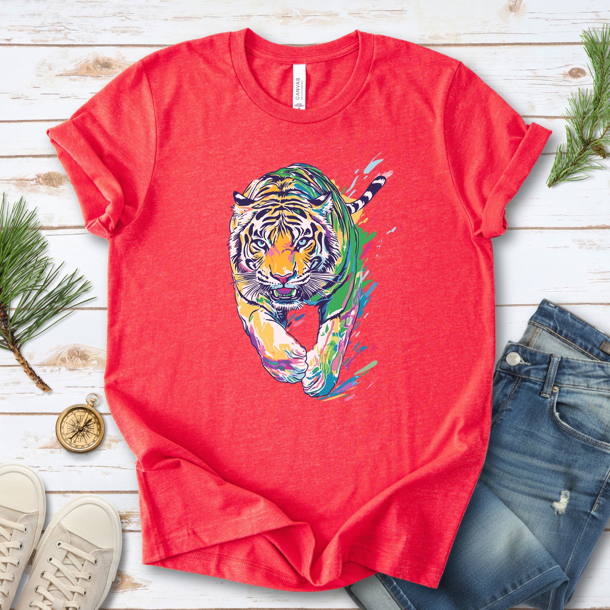 Colorful Tiger T-Shirt – Vibrant and Artistic Wildlife Design