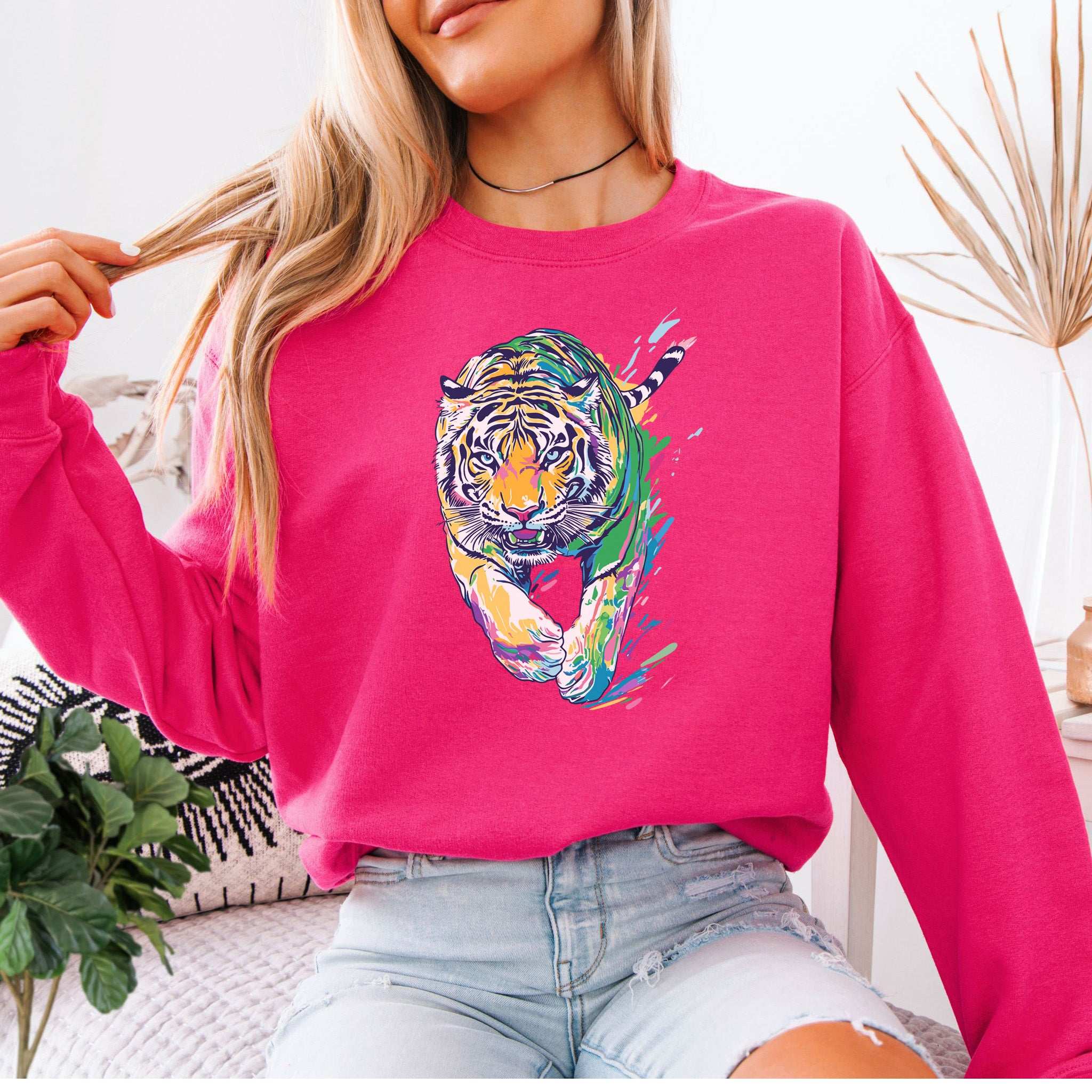 Colorful Tiger Sweatshirt – Bold Artistic Jungle Energy
