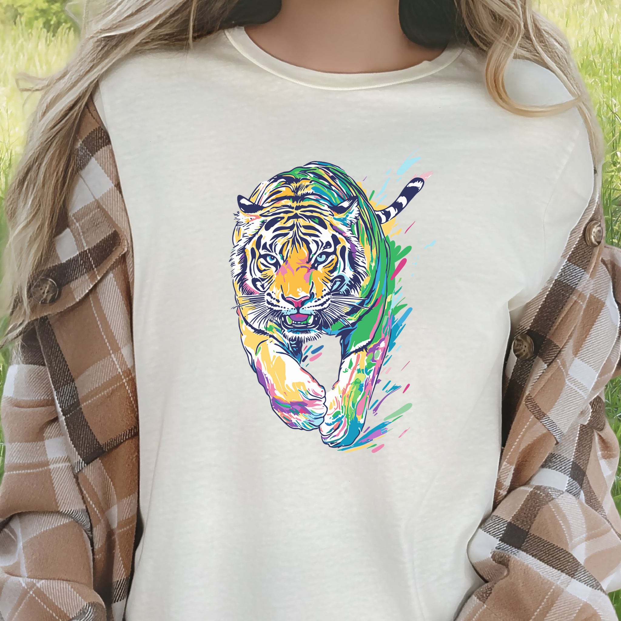 Colorful Tiger T-Shirt – Vibrant and Artistic Wildlife Design