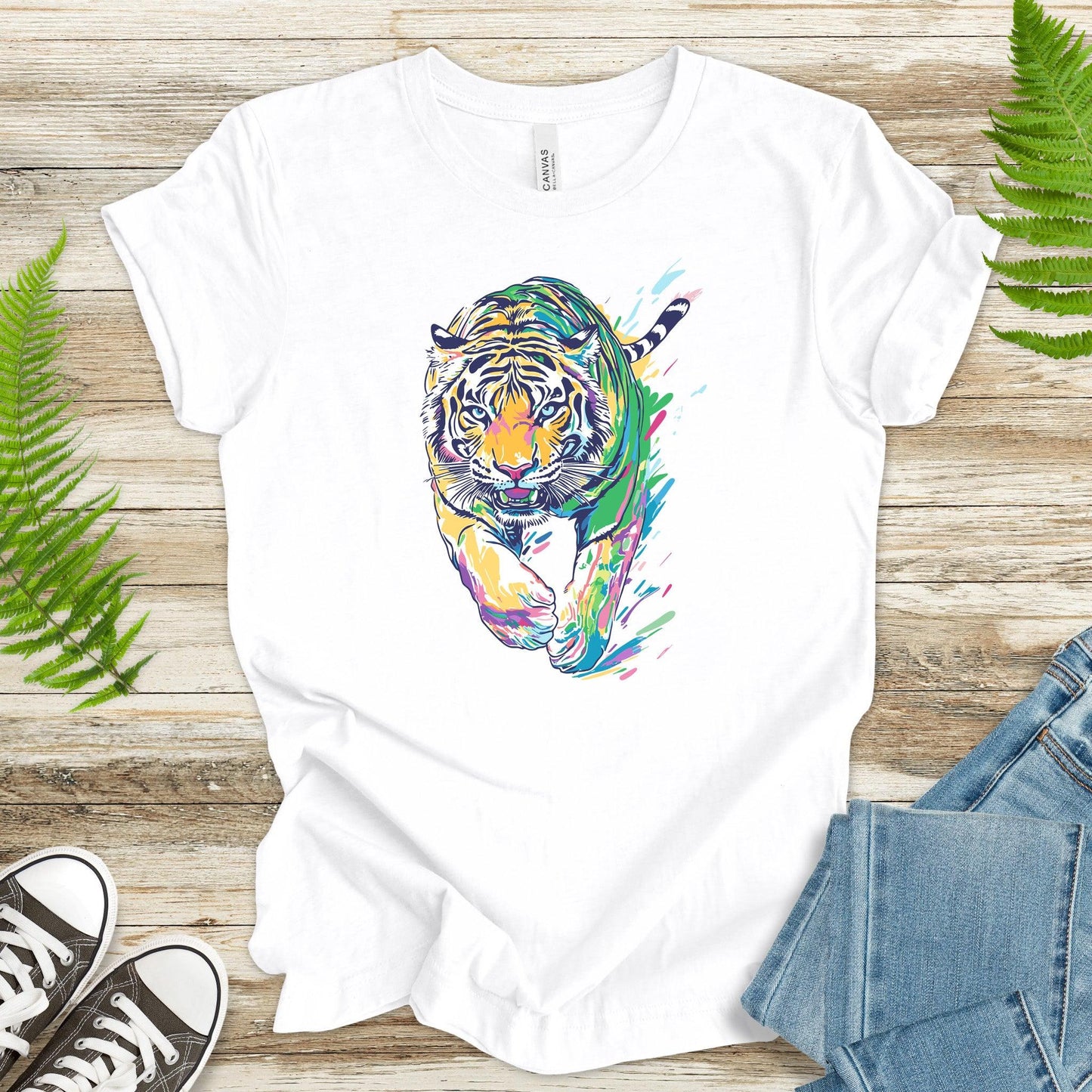 Colorful Tiger T-Shirt – Vibrant and Artistic Wildlife Design - TShirtree