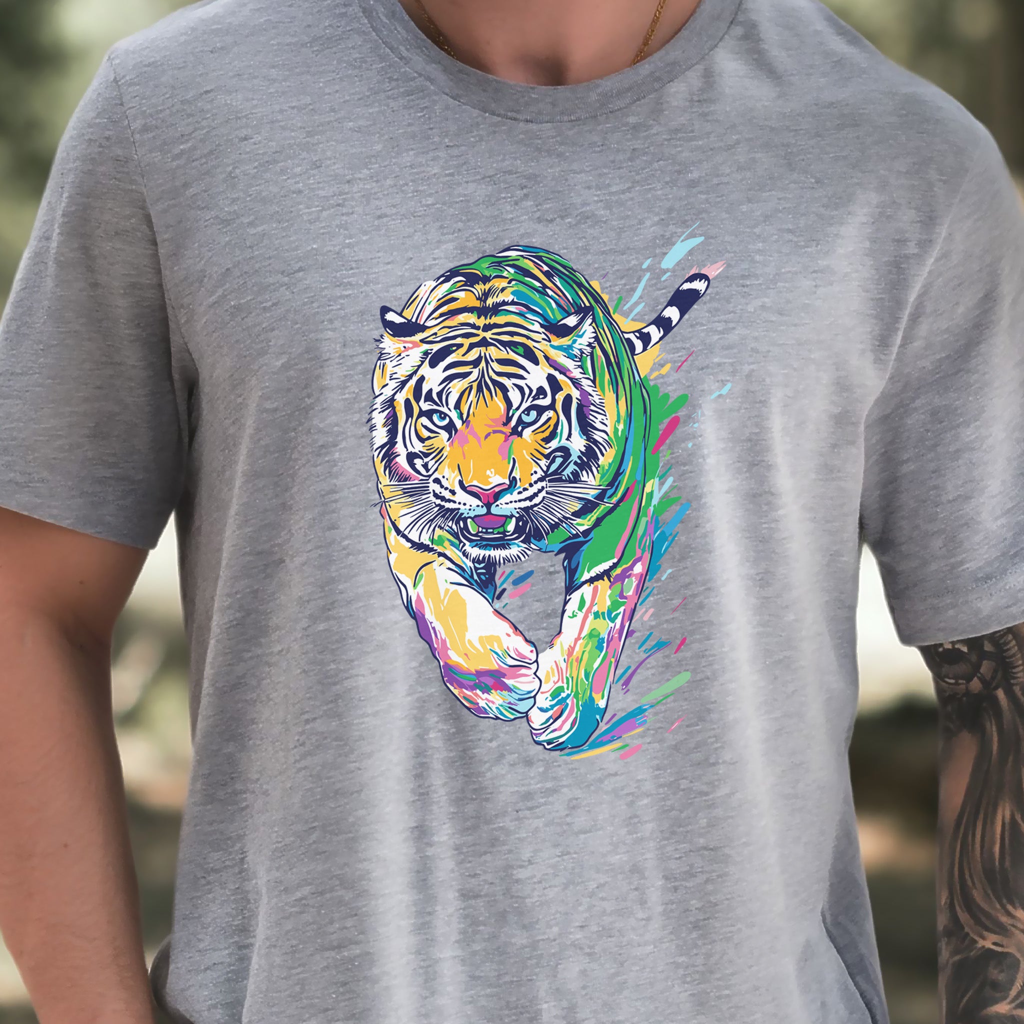 Colorful Tiger T-Shirt – Vibrant and Artistic Wildlife Design