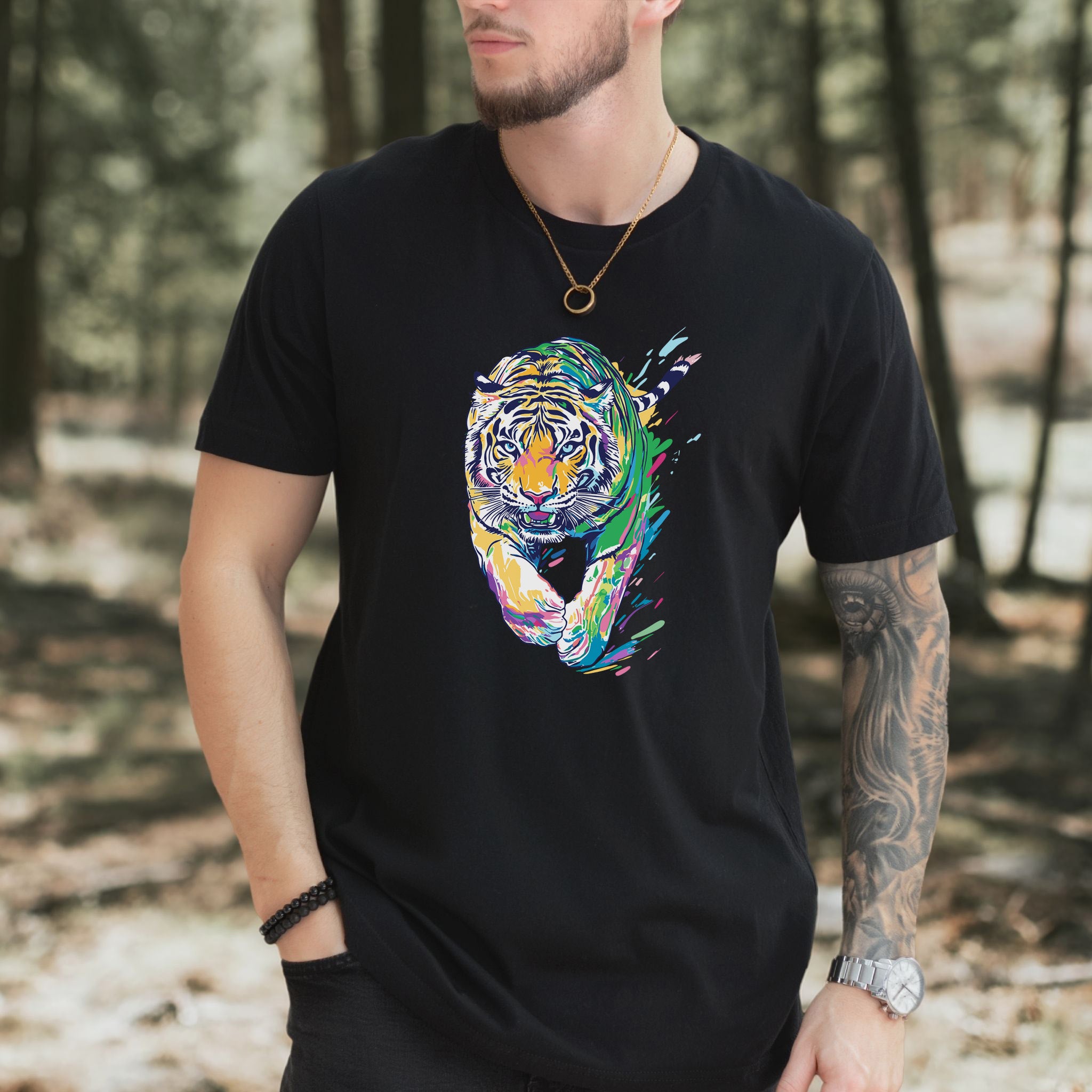 Colorful Tiger T-Shirt – Vibrant and Artistic Wildlife Design