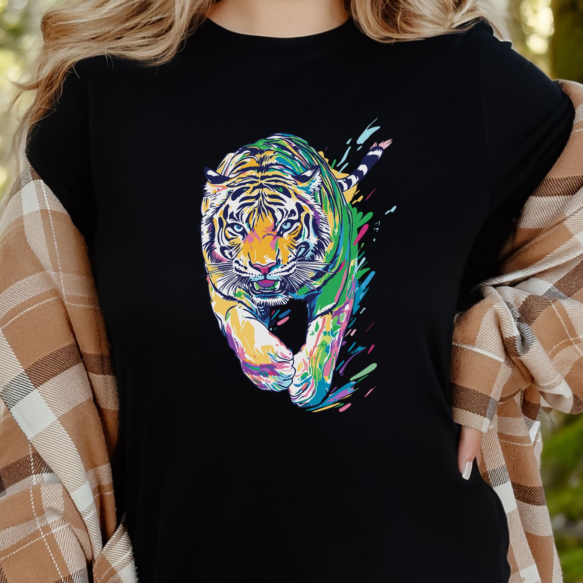 Colorful Tiger T-Shirt – Vibrant and Artistic Wildlife Design