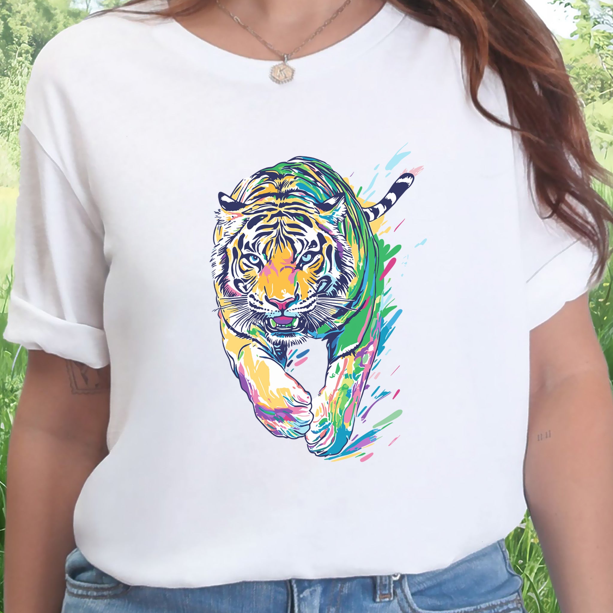 Colorful Tiger T-Shirt – Vibrant and Artistic Wildlife Design