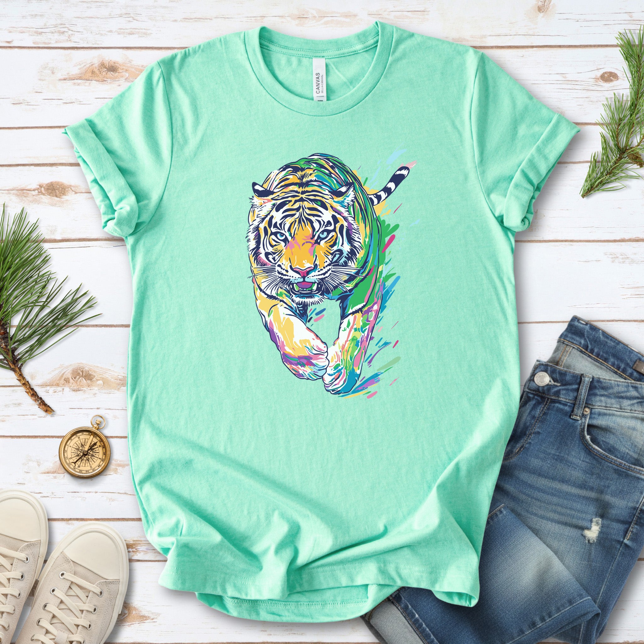 Colorful Tiger T-Shirt – Vibrant and Artistic Wildlife Design