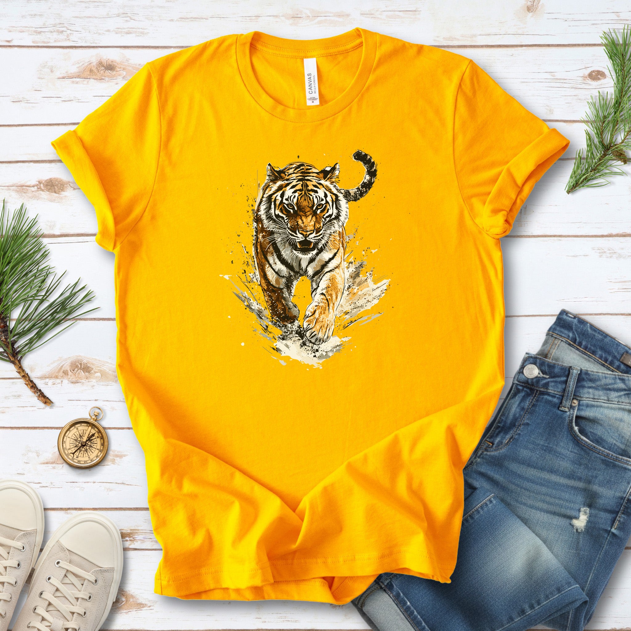 Wild Tiger Watercolor T-Shirt – Bold and Artistic Design