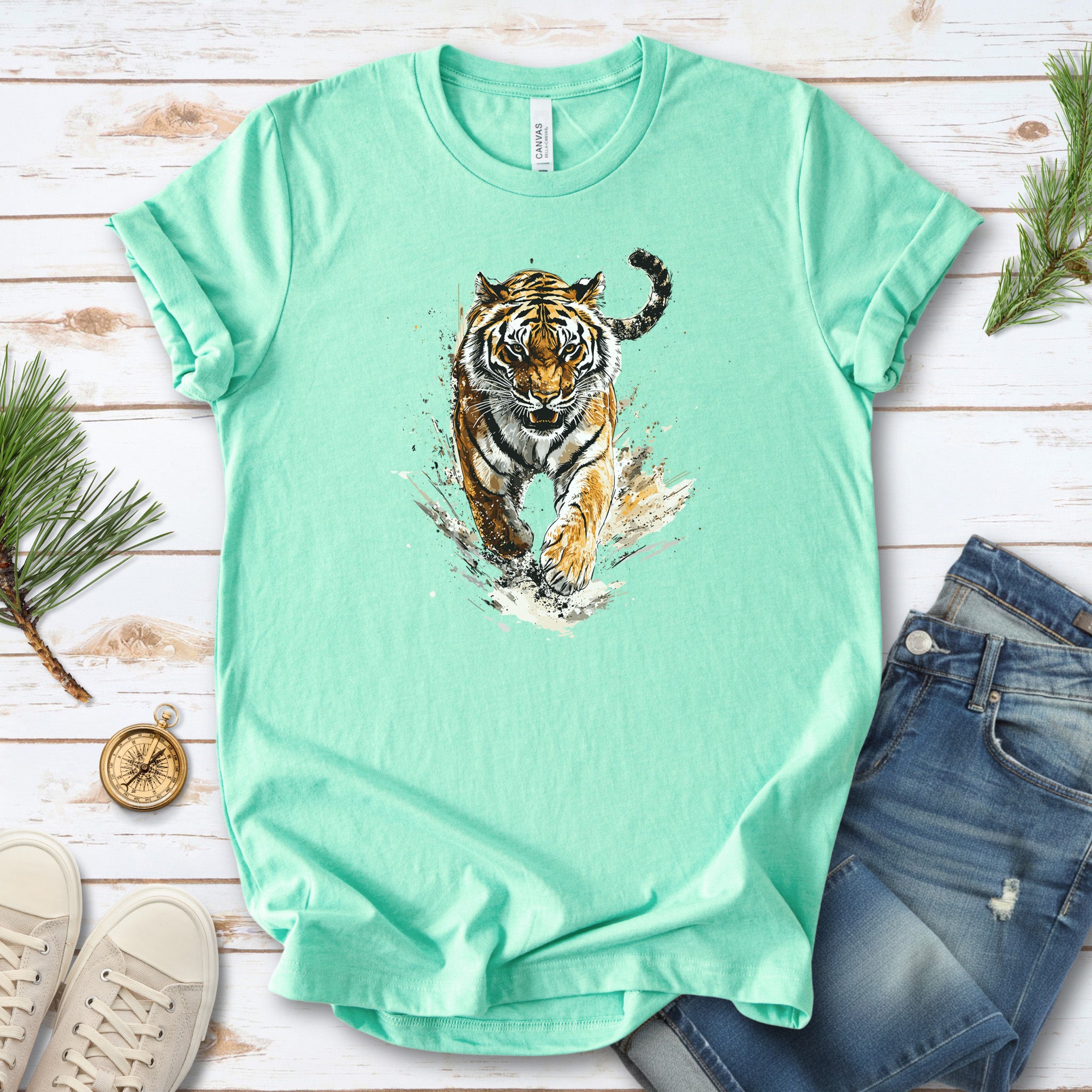 Wild Tiger Watercolor T-Shirt – Bold and Artistic Design