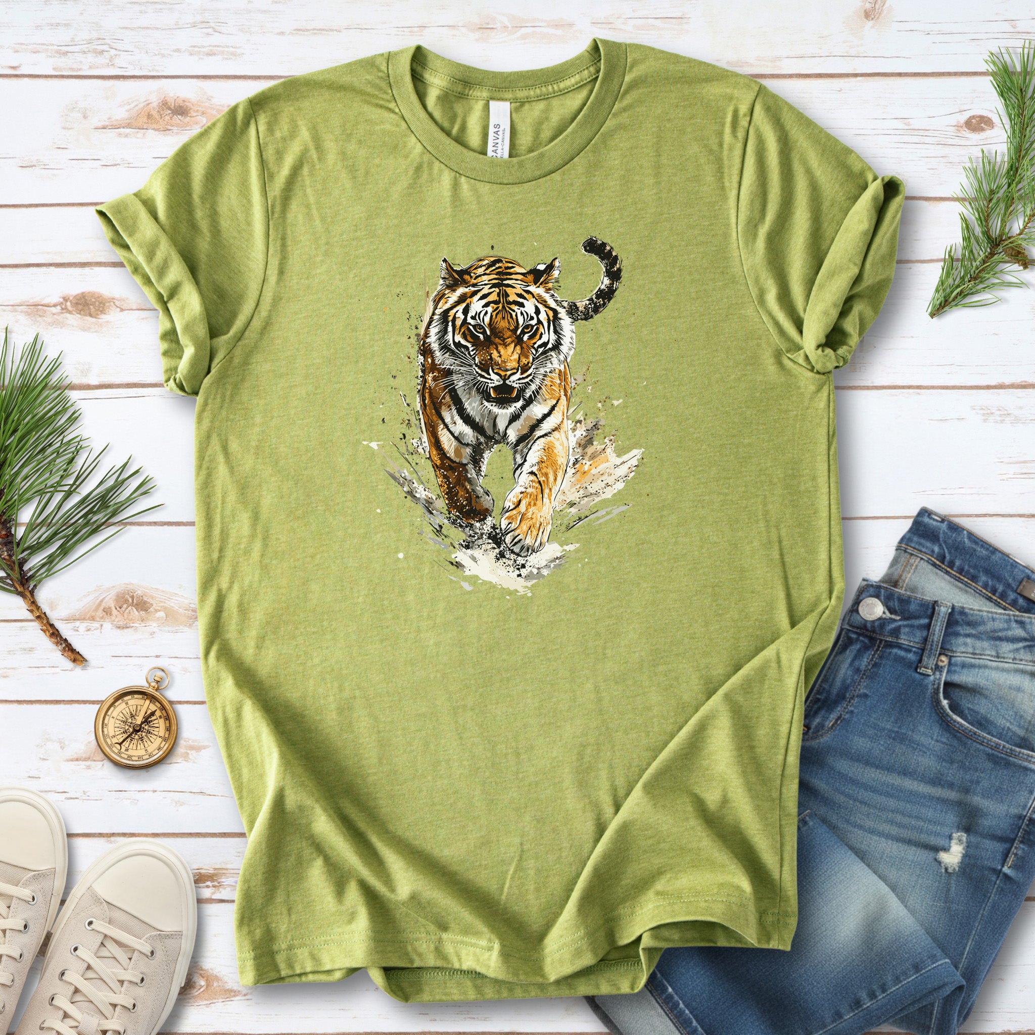 Wild Tiger Watercolor T-Shirt – Bold and Artistic Design