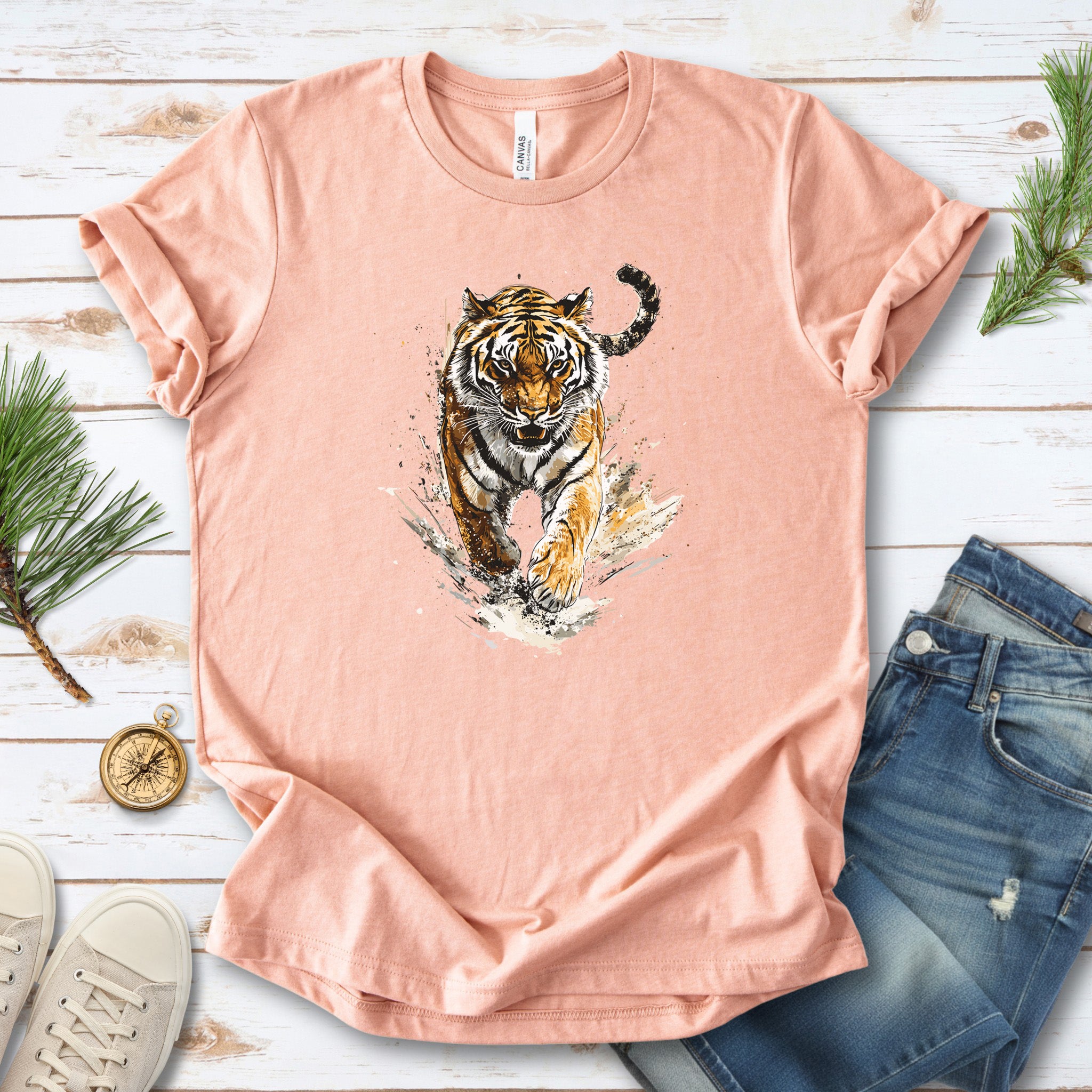 Wild Tiger Watercolor T-Shirt – Bold and Artistic Design