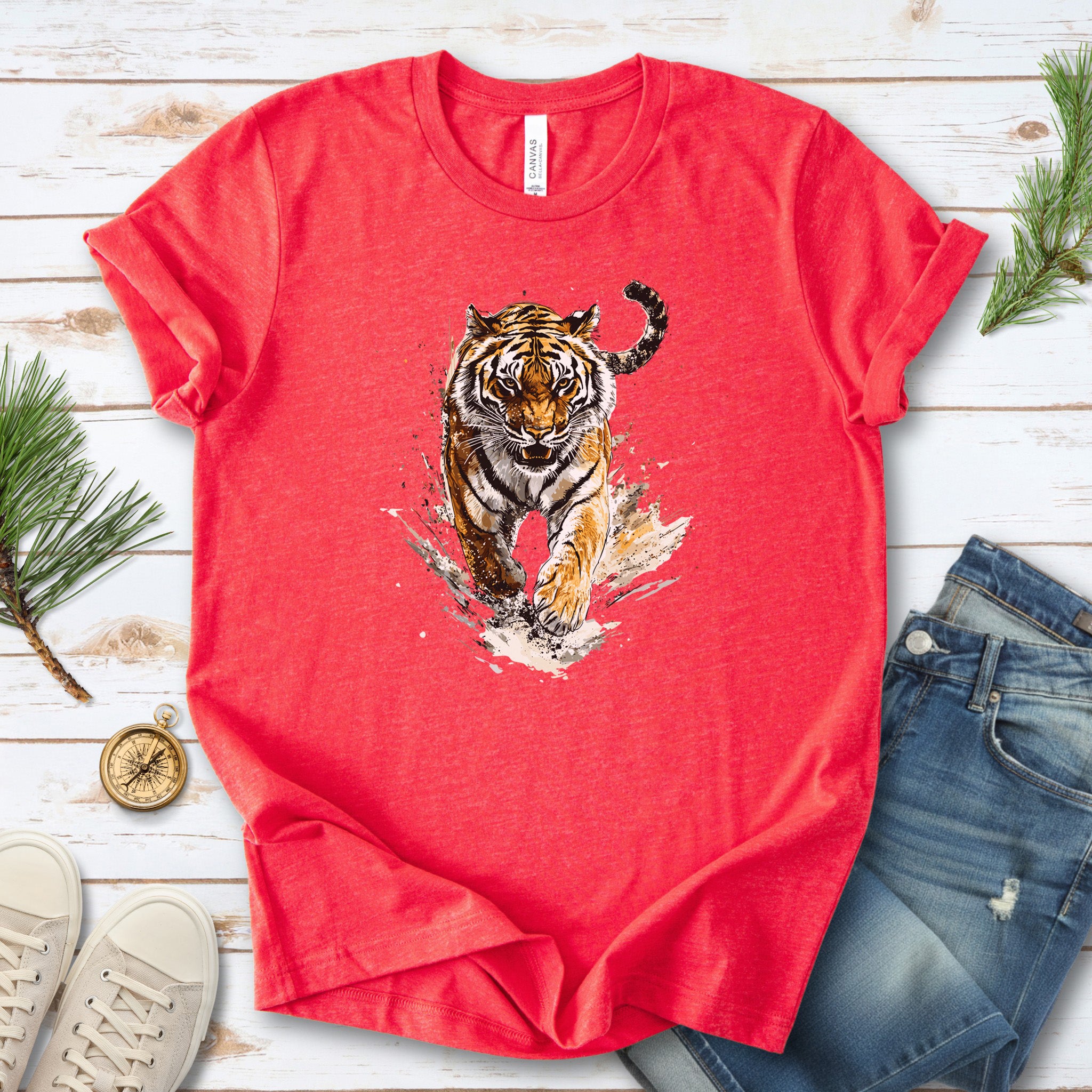 Wild Tiger Watercolor T-Shirt – Bold and Artistic Design