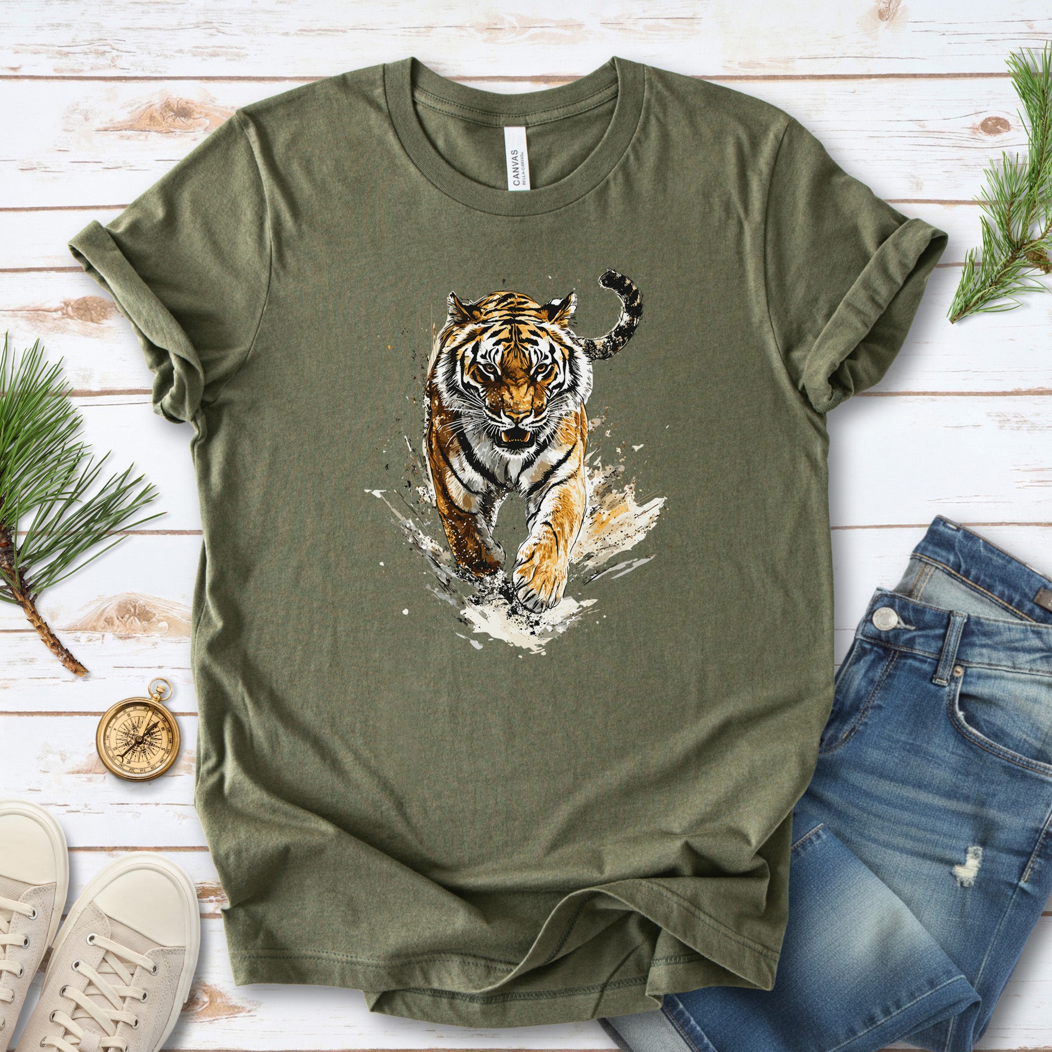 Wild Tiger Watercolor T-Shirt – Bold and Artistic Design