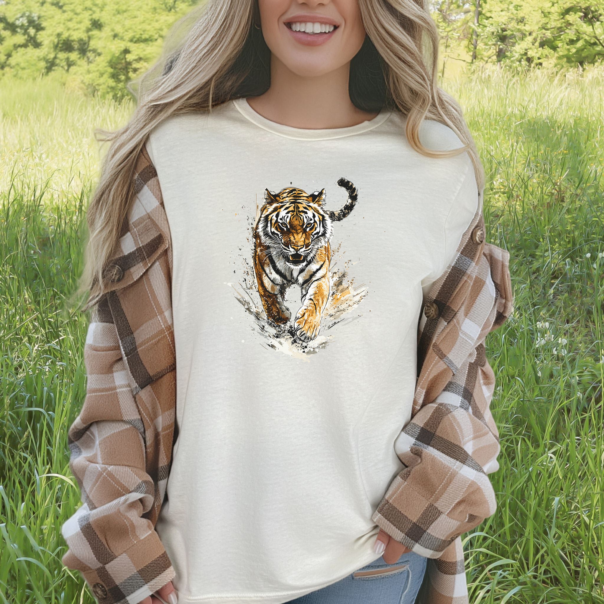 Wild Tiger Watercolor T-Shirt – Bold and Artistic Design