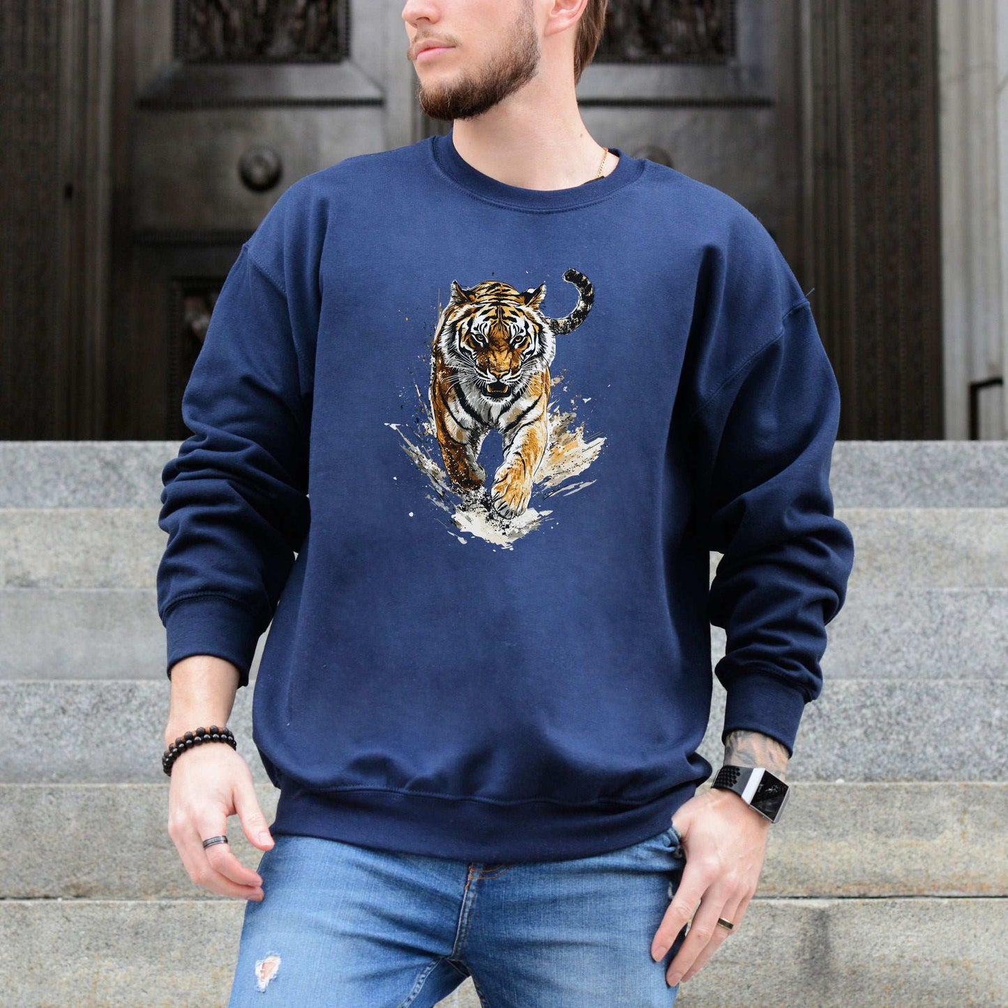 Wild Tiger Watercolor Sweatshirt – Artistic Jungle Power