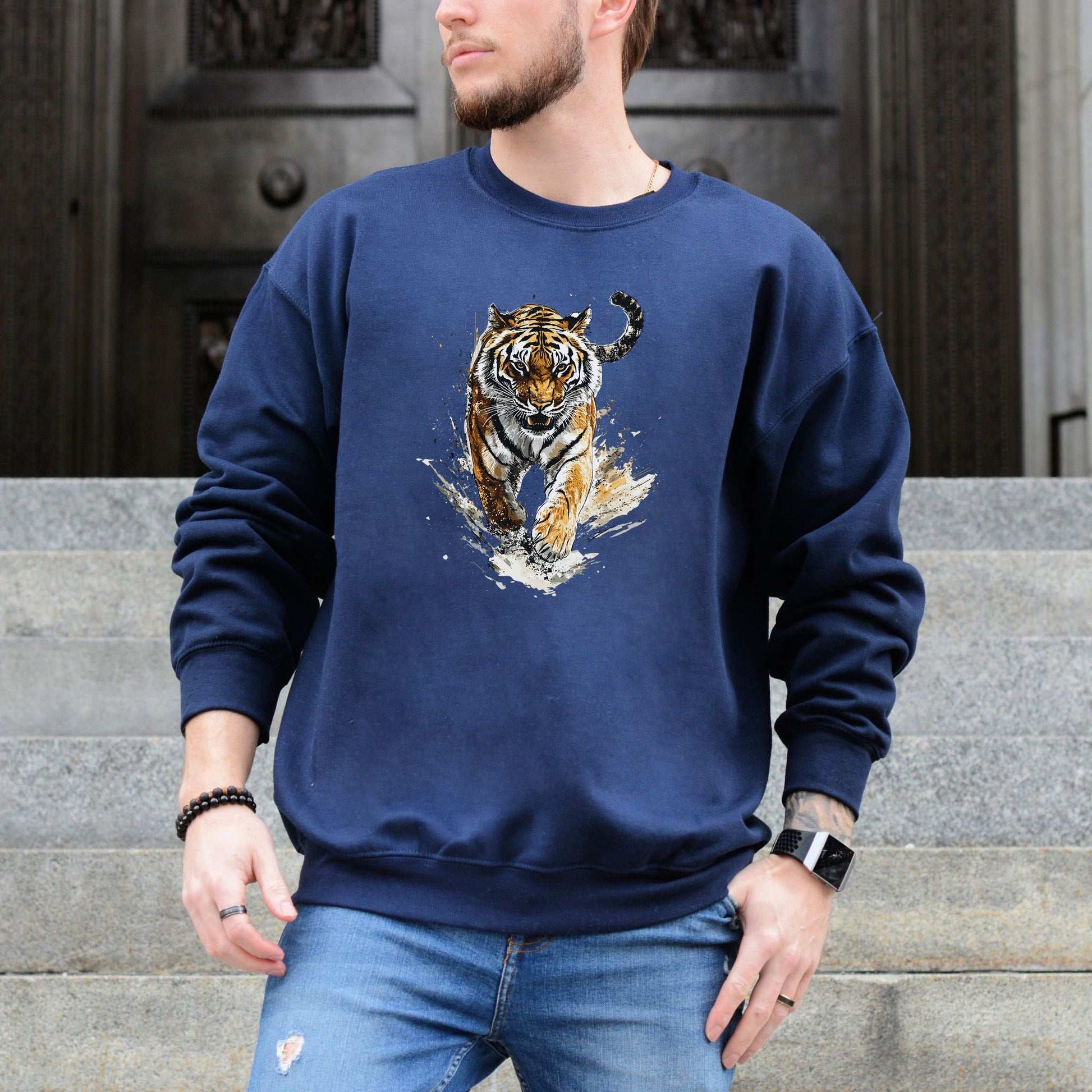 Wild Tiger Watercolor Sweatshirt – Artistic Jungle Power