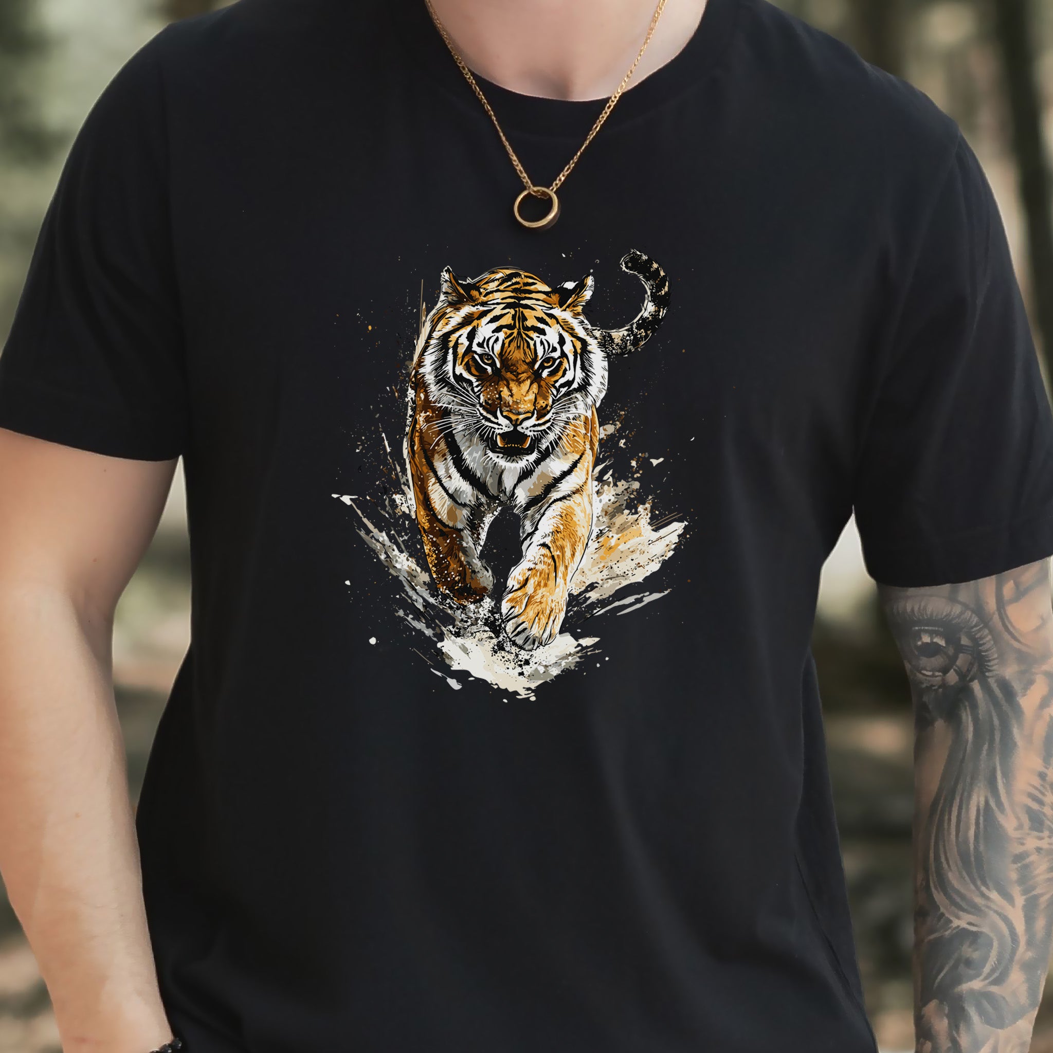Wild Tiger Watercolor T-Shirt – Bold and Artistic Design