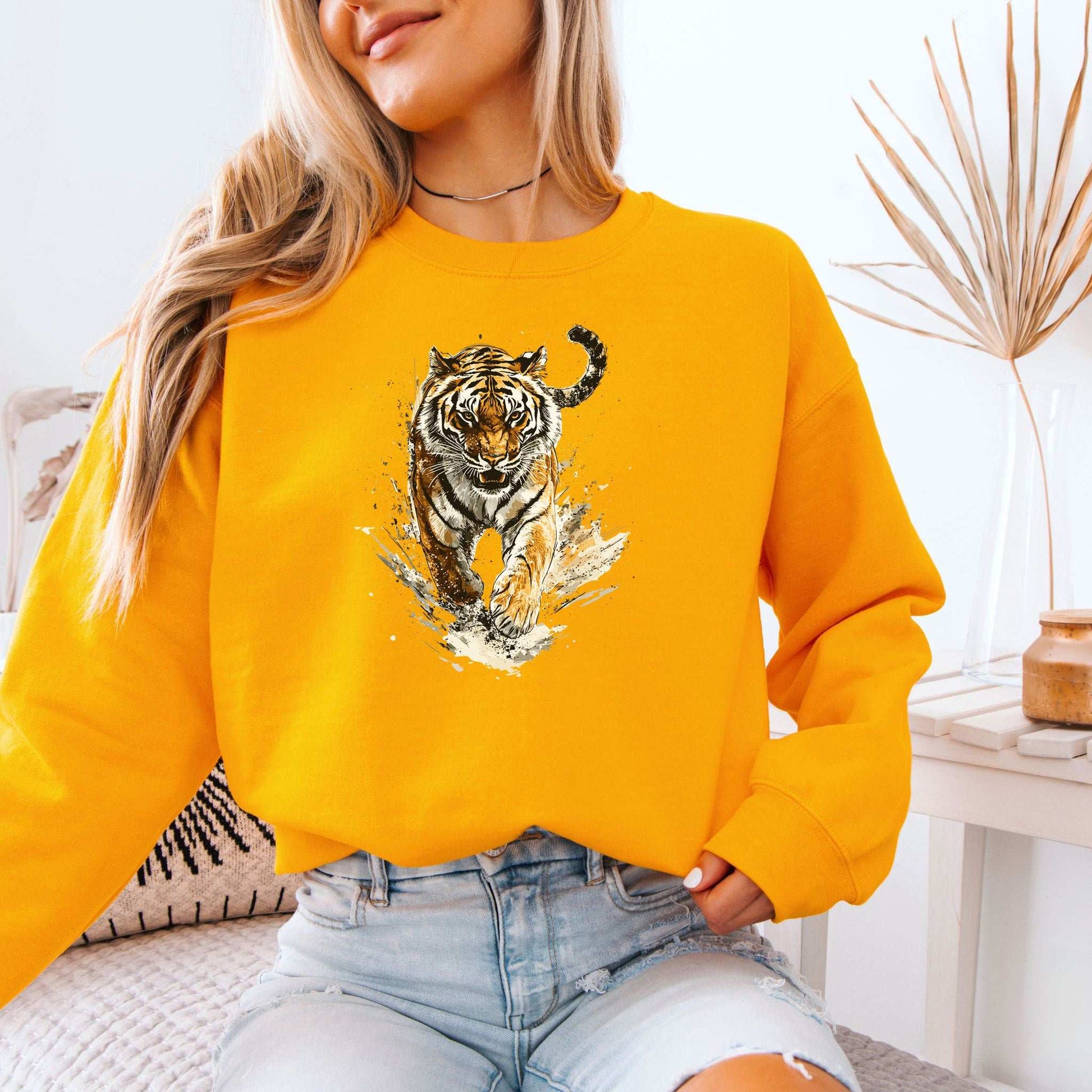 Wild Tiger Watercolor Sweatshirt – Artistic Jungle Power