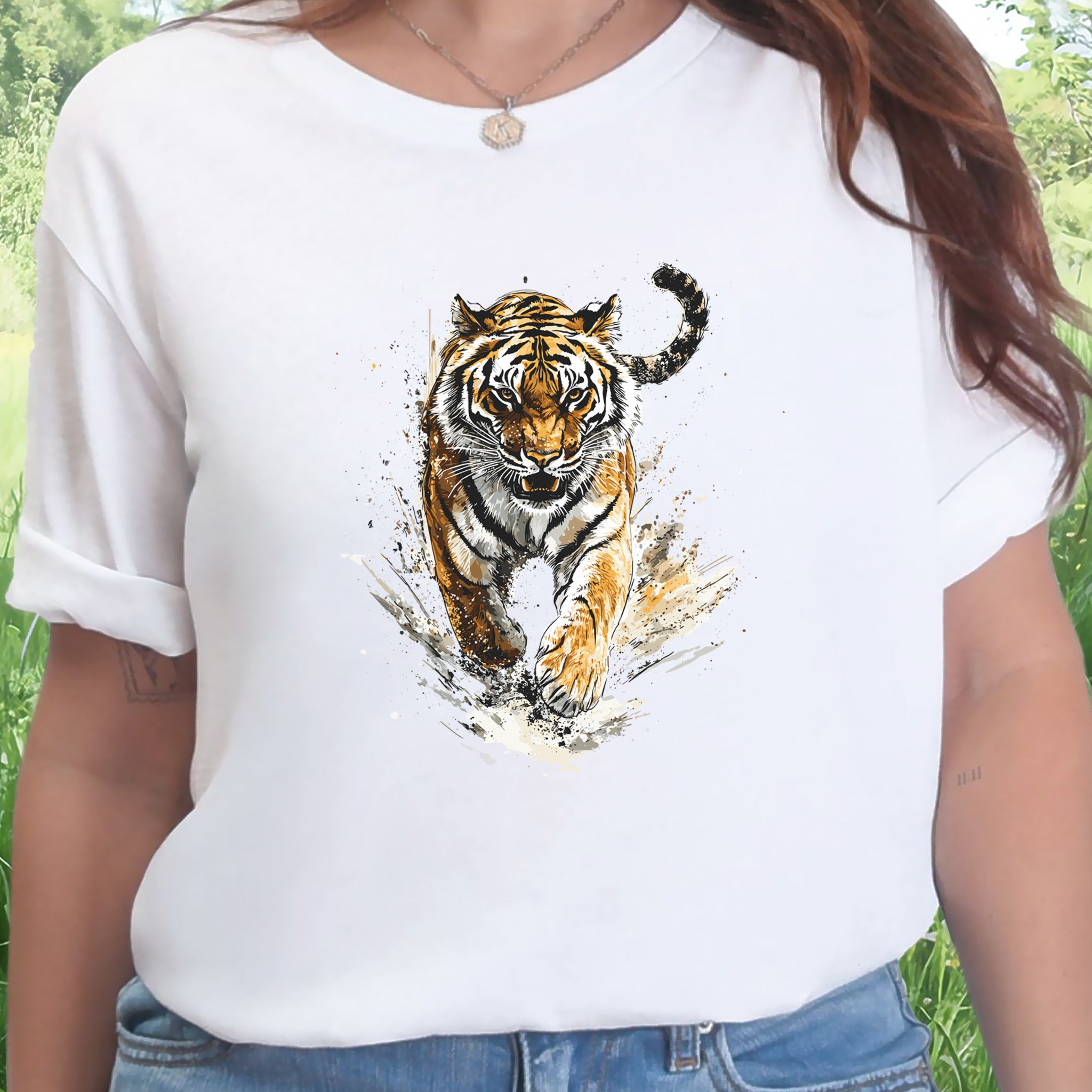 Wild Tiger Watercolor T-Shirt – Bold and Artistic Design