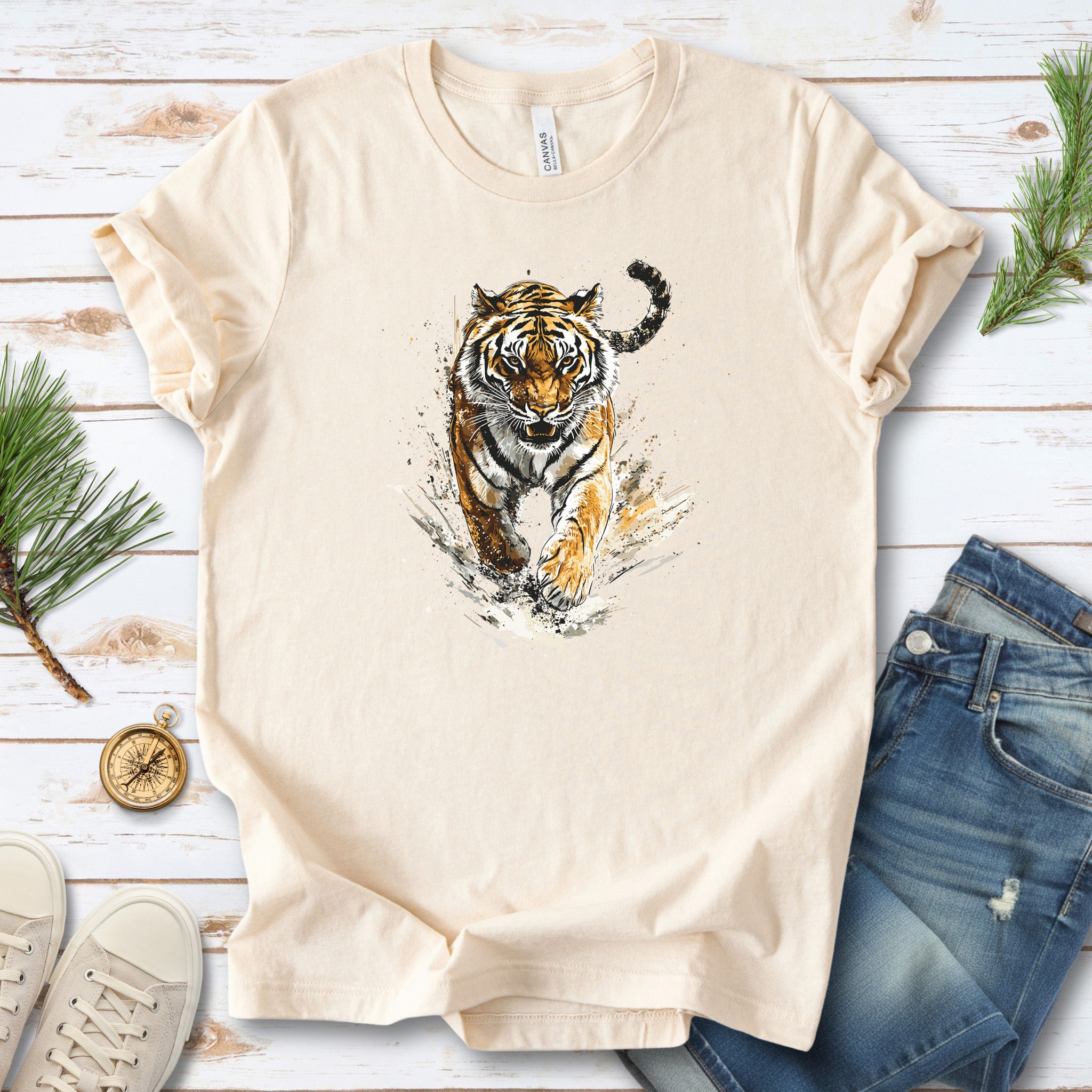 Wild Tiger Watercolor T-Shirt – Bold and Artistic Design