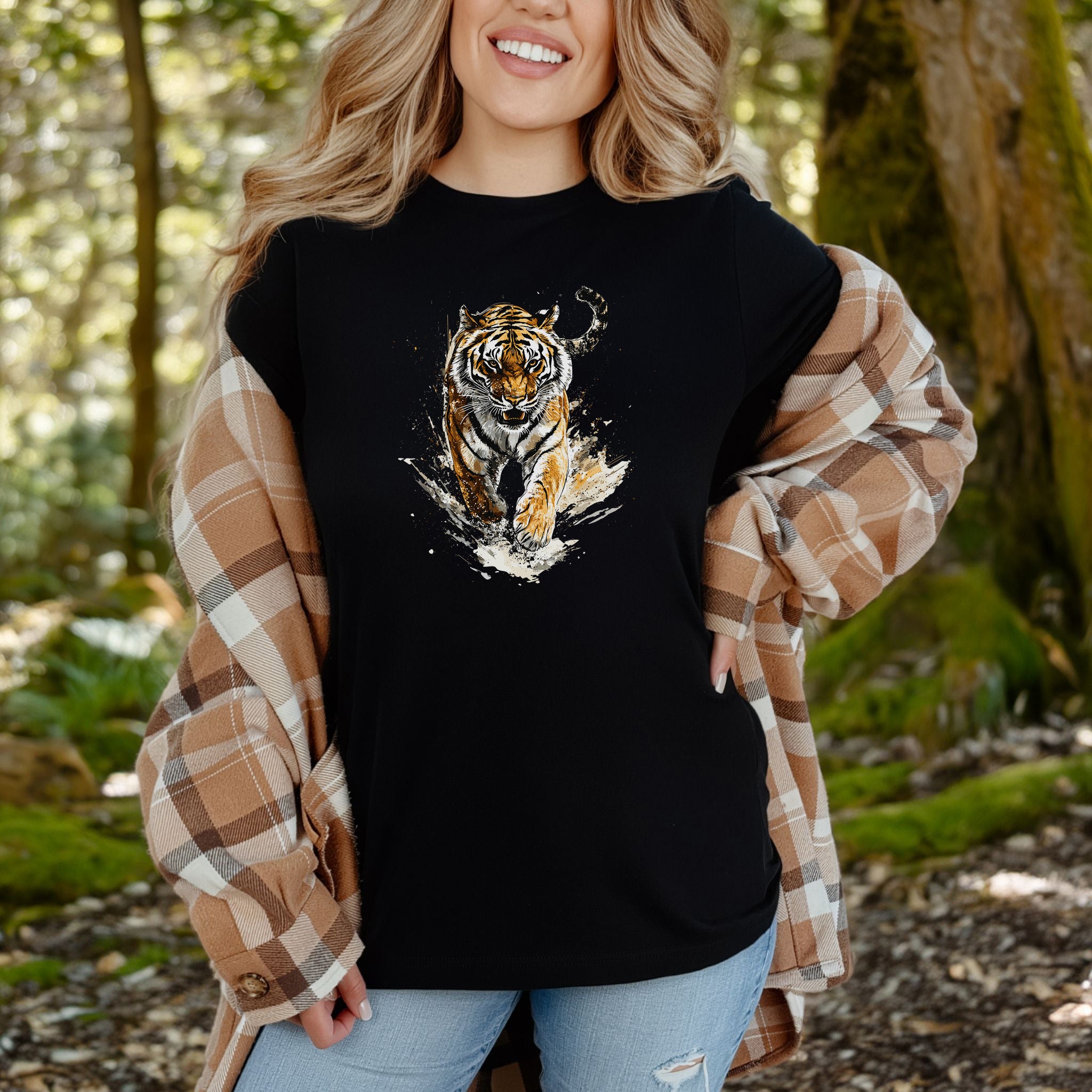 Wild Tiger Watercolor T-Shirt – Bold and Artistic Design