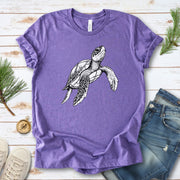 Swimming Turtle T-Shirt – Realistic Sketch Design