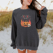 Spooky Bat Halloween Sweatshirt – Cute Gothic Pumpkin Fire Vibes