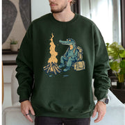 Campfire Crocodile Sweatshirt – Chill Vibes by the Fire for Wild-Hearted Campers