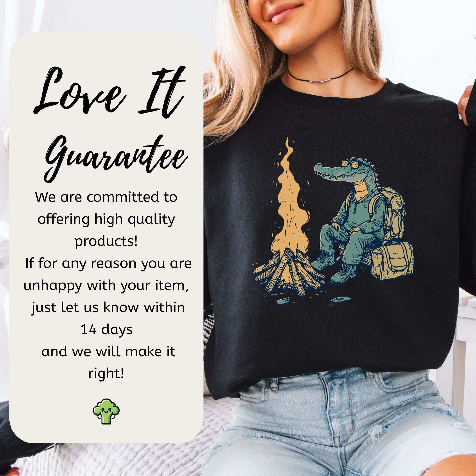 Campfire Crocodile Sweatshirt – Chill Vibes by the Fire for Wild-Hearted Campers
