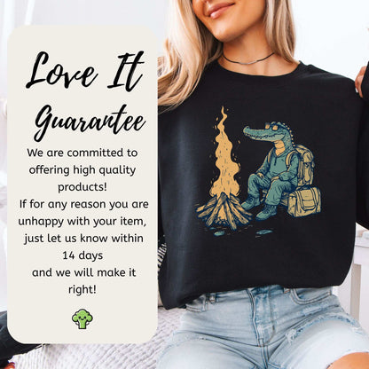 Campfire Crocodile Sweatshirt – Chill Vibes by the Fire for Wild-Hearted Campers