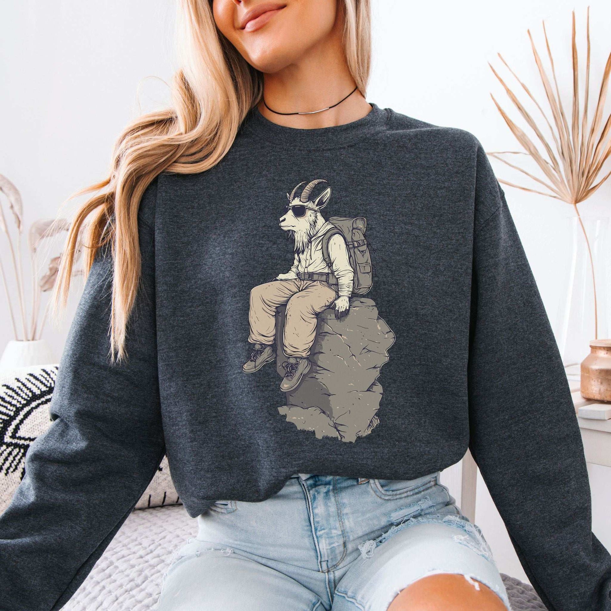 Cliffside Hiking Goat Sweatshirt – Rugged Mountain Vibes with Wild Style