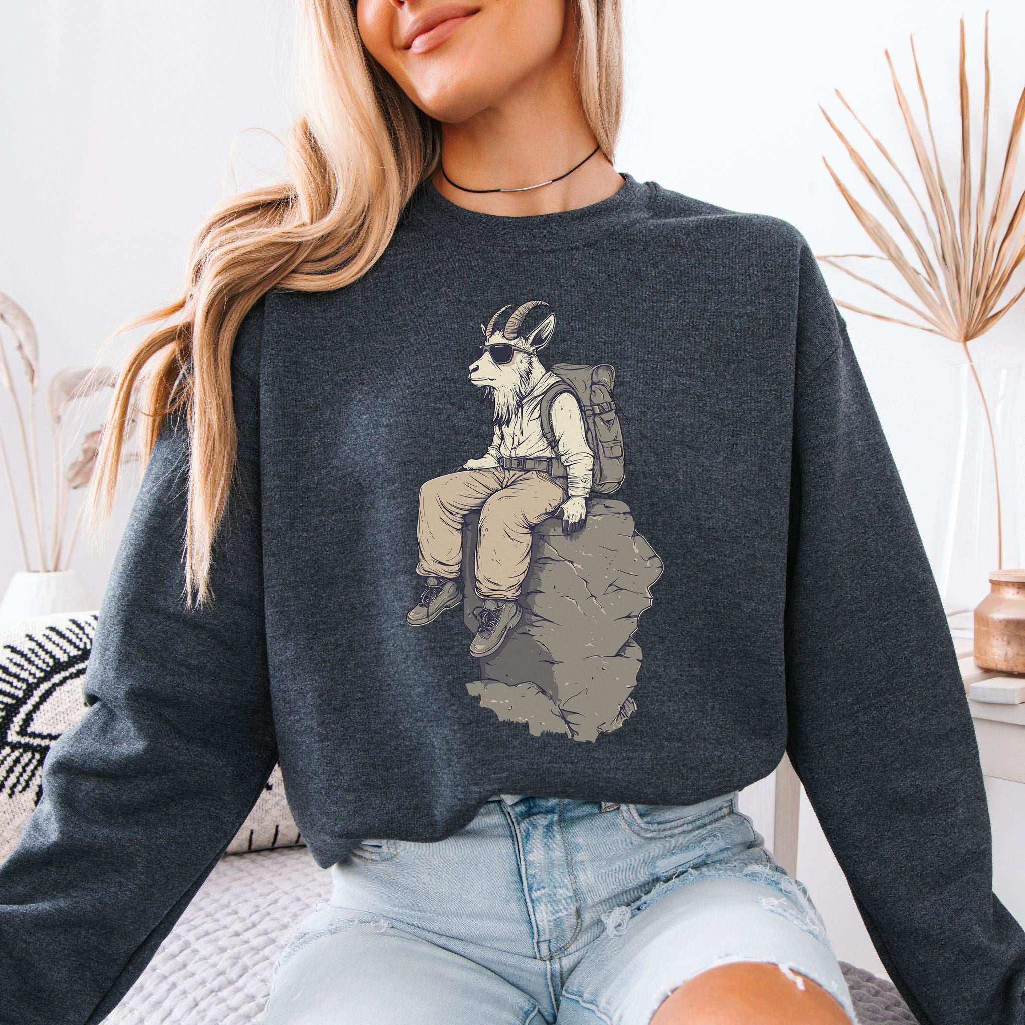 Cliffside Hiking Goat Sweatshirt – Rugged Mountain Vibes with Wild Style