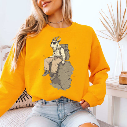 Cliffside Hiking Goat Sweatshirt – Rugged Mountain Vibes with Wild Style