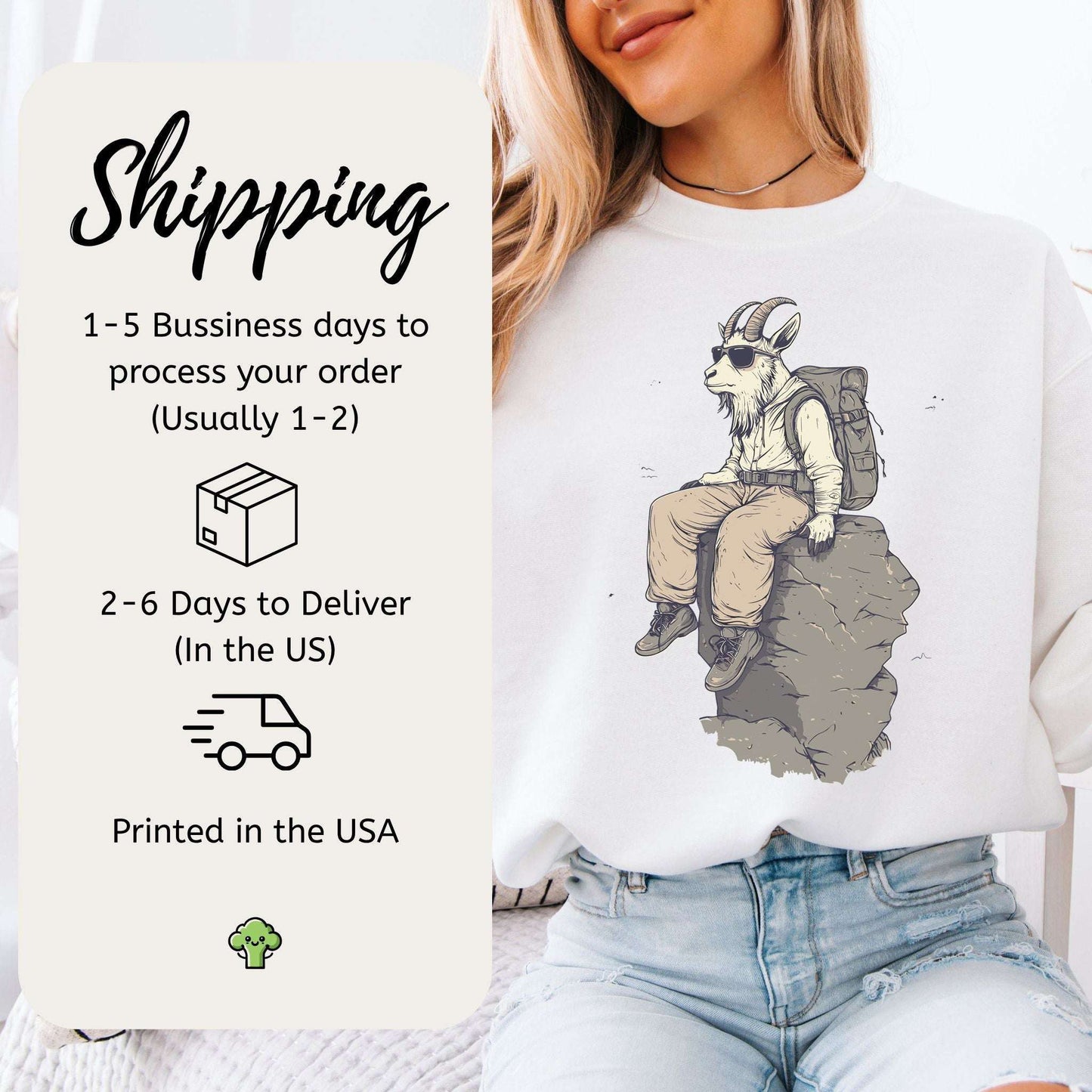 Cliffside Hiking Goat Sweatshirt – Rugged Mountain Vibes with Wild Style