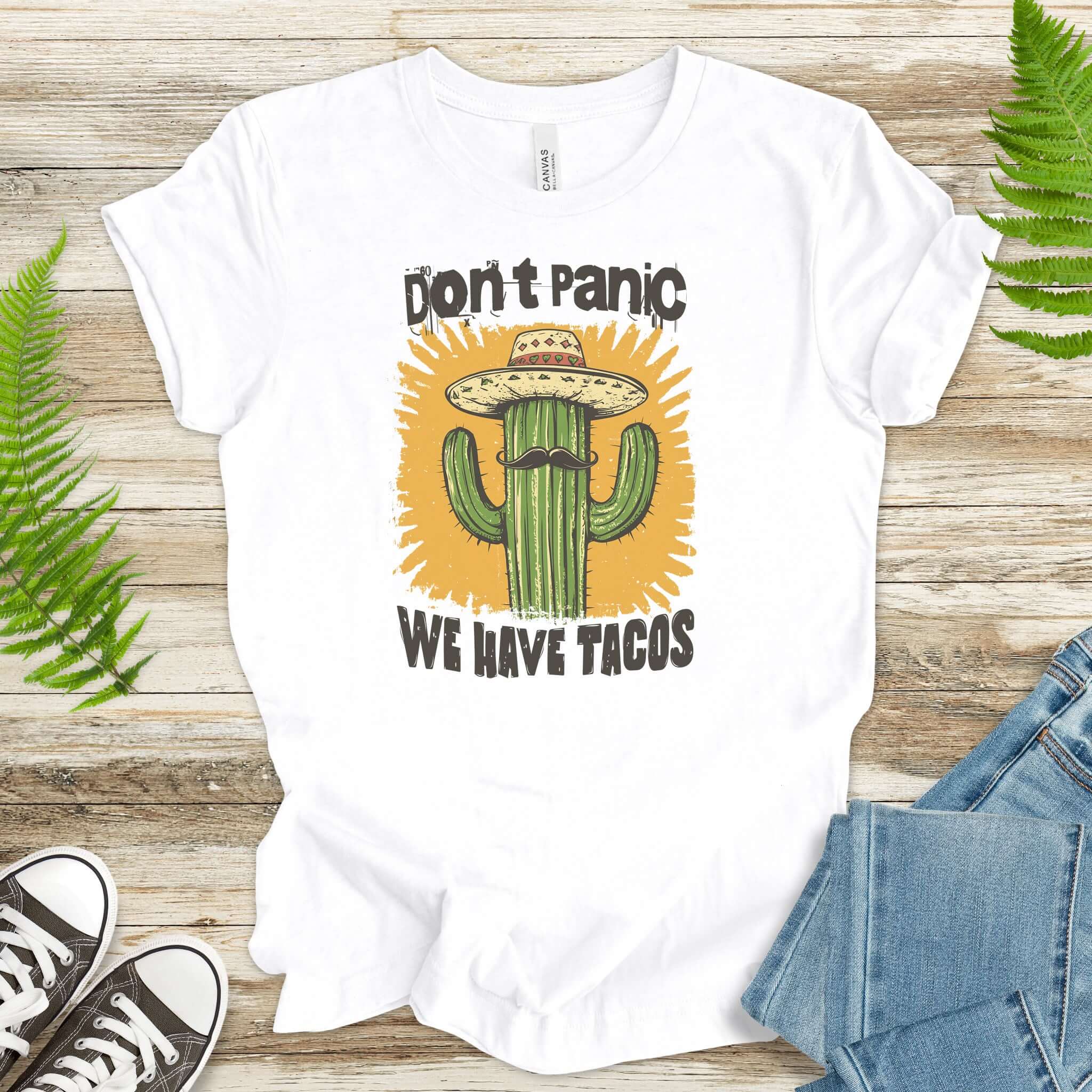 Funny Mustache Cactus Taco T-Shirt
