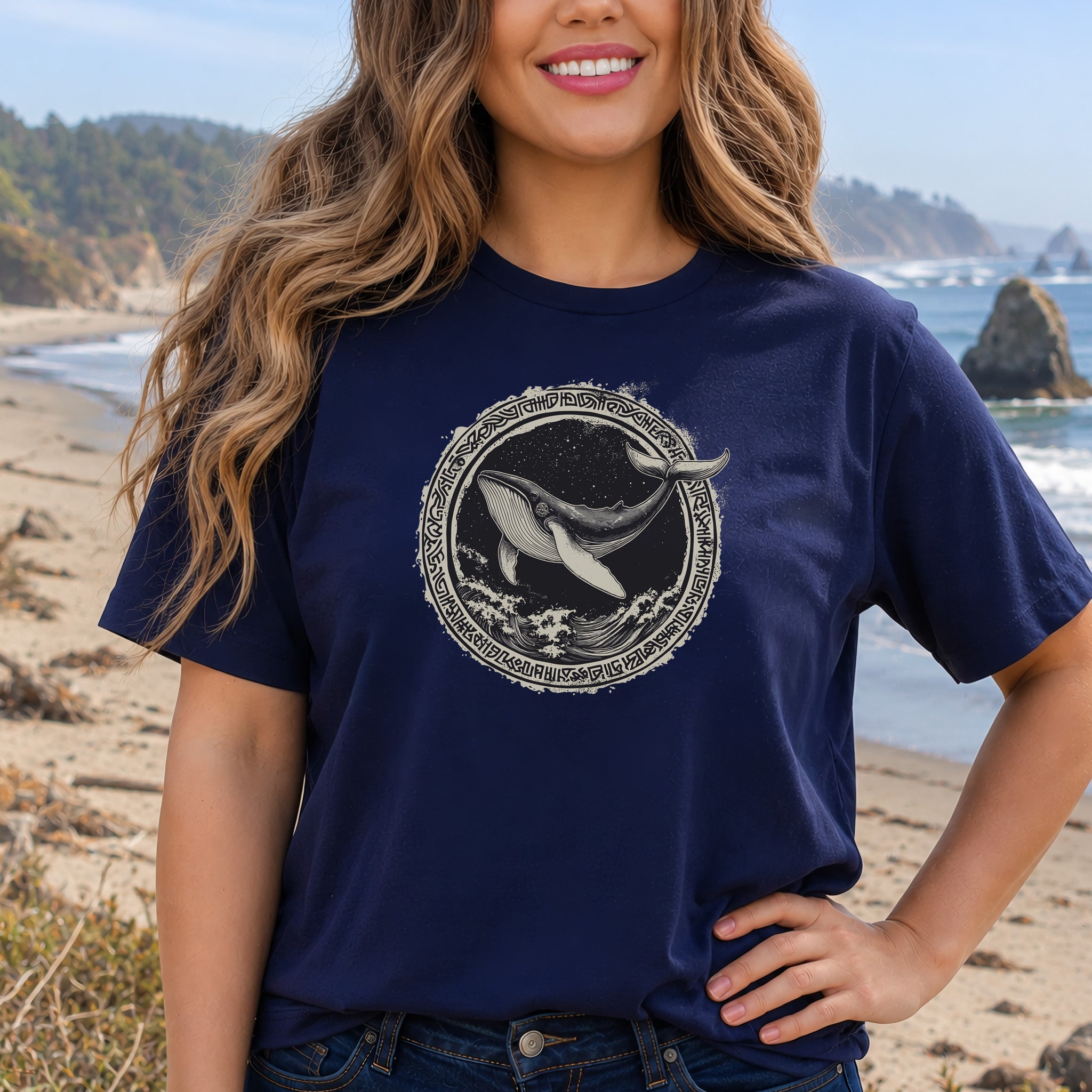 Nautical Legend: Grungy Whale & Celtic Design T-Shirt