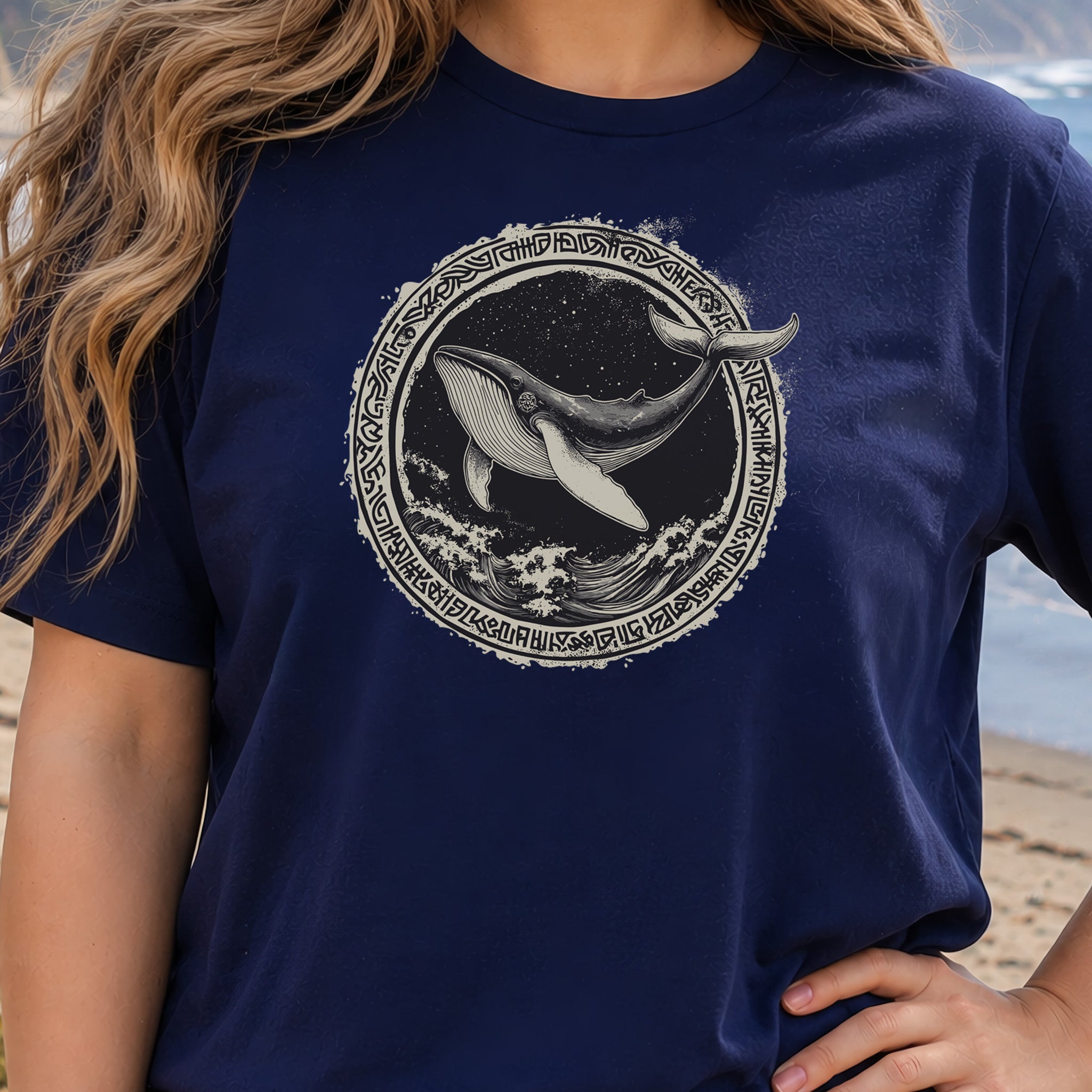 Nautical Legend: Grungy Whale & Celtic Design T-Shirt