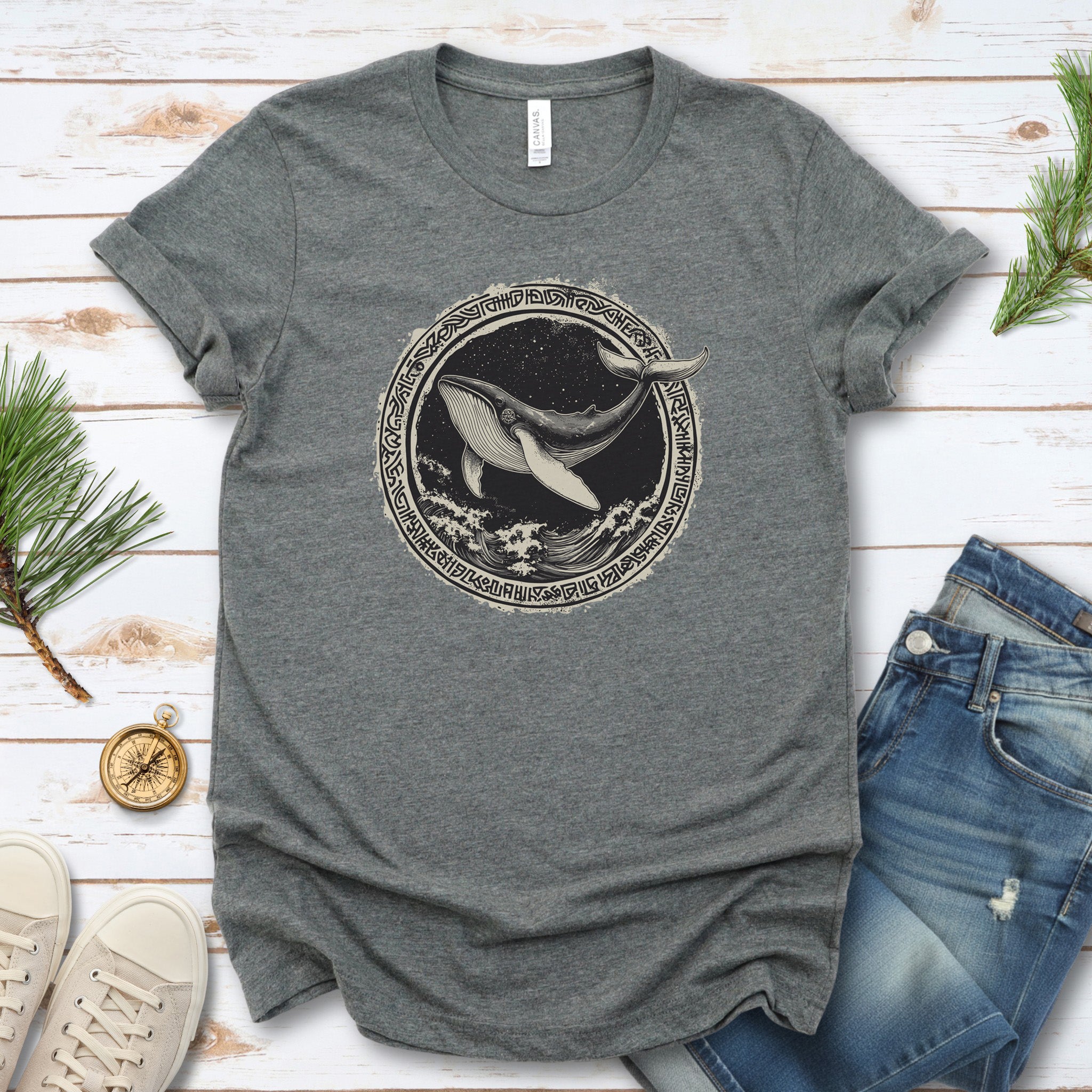 Nautical Legend: Grungy Whale & Celtic Design T-Shirt