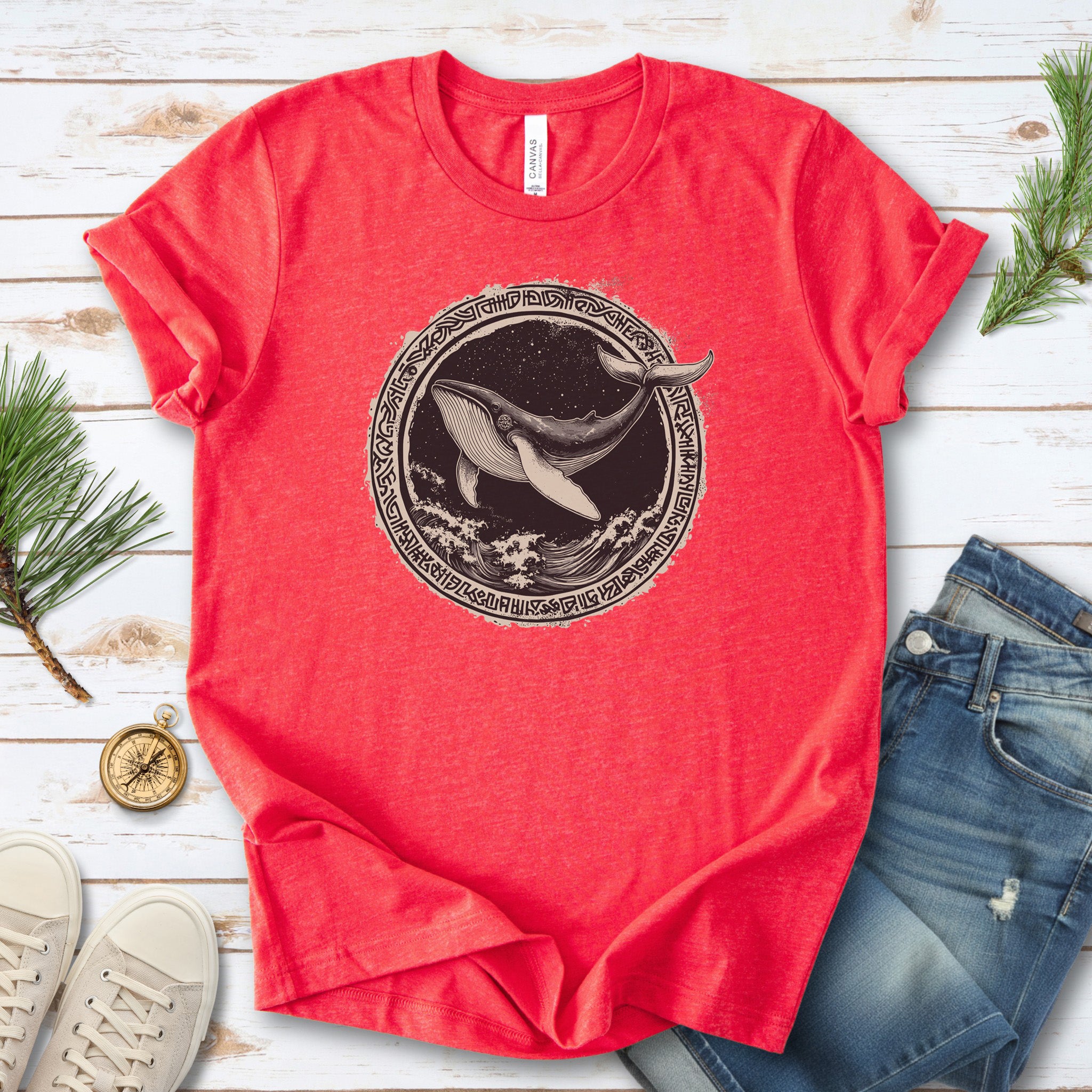 Nautical Legend: Grungy Whale & Celtic Design T-Shirt