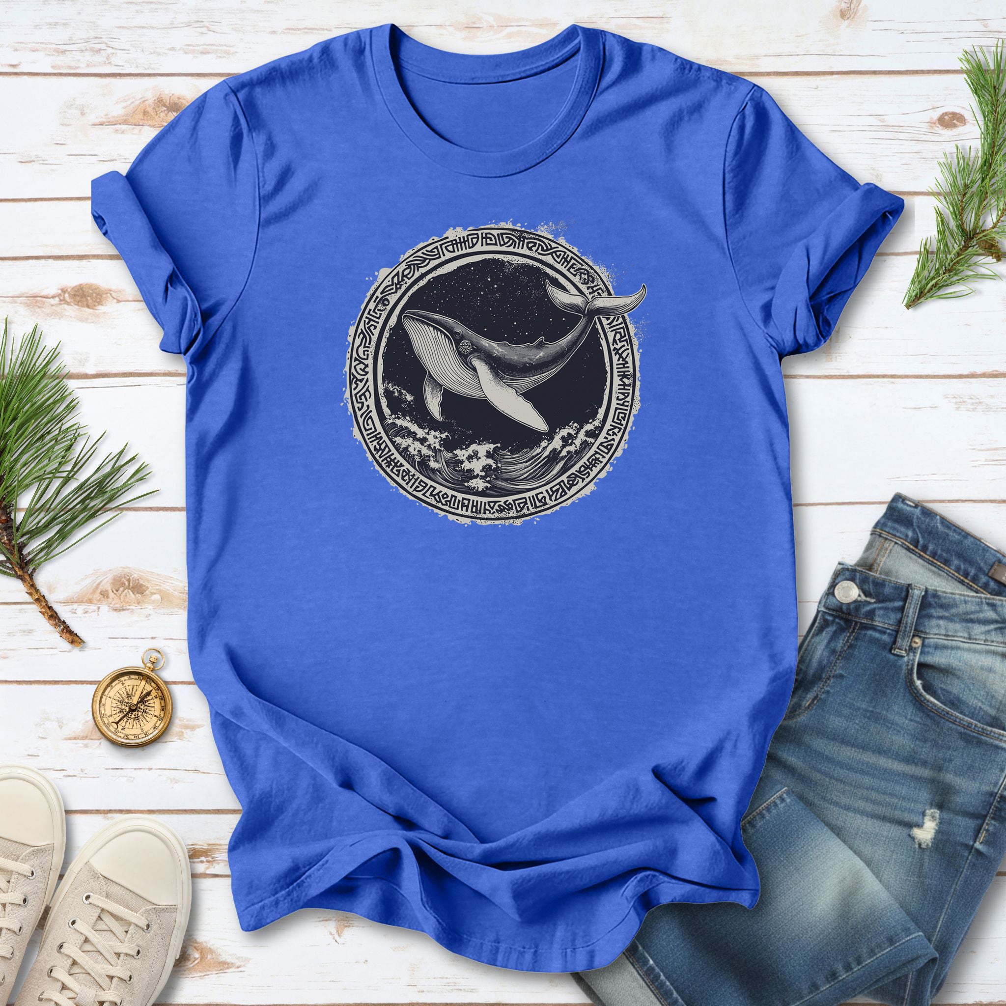 Nautical Legend: Grungy Whale & Celtic Design T-Shirt