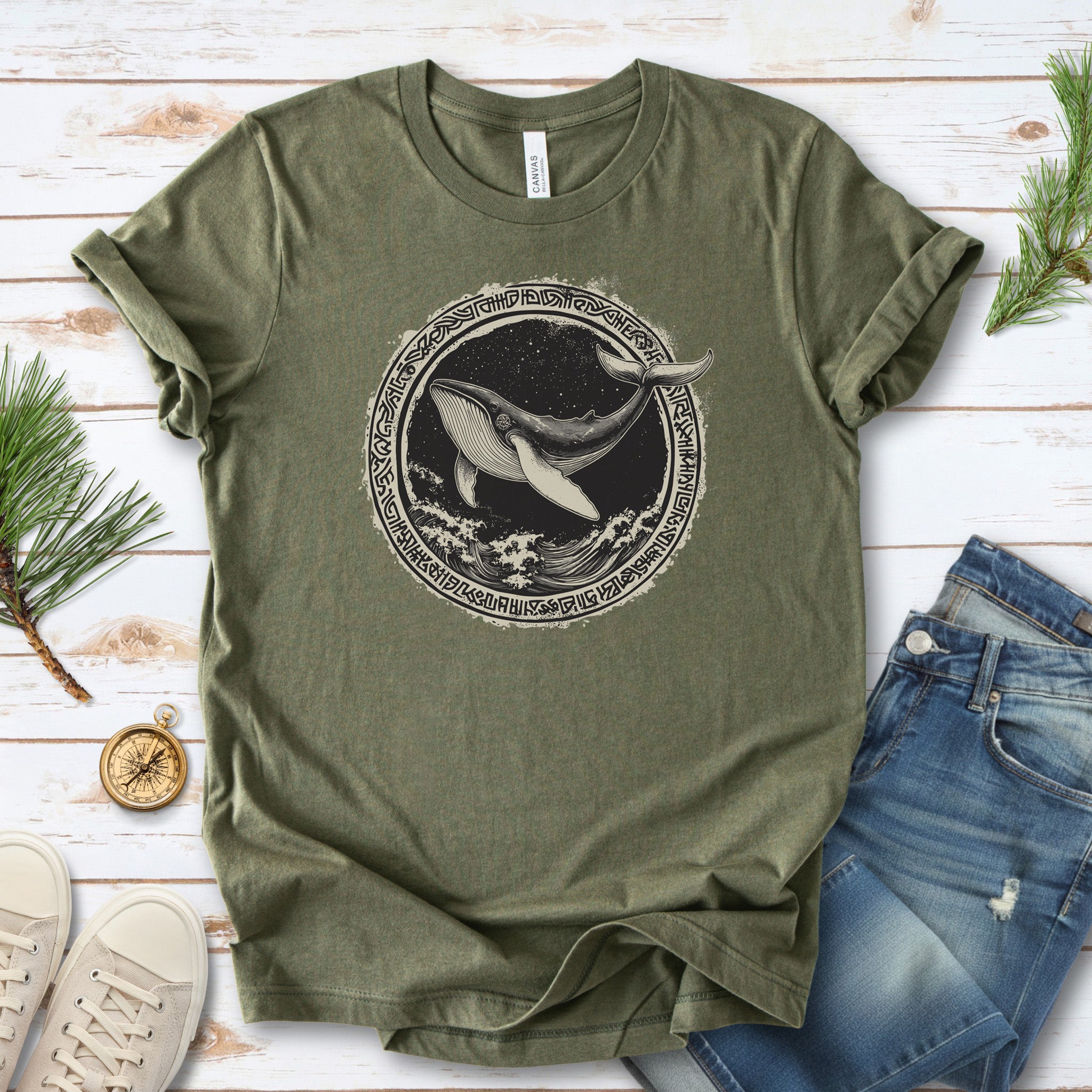 Nautical Legend: Grungy Whale & Celtic Design T-Shirt