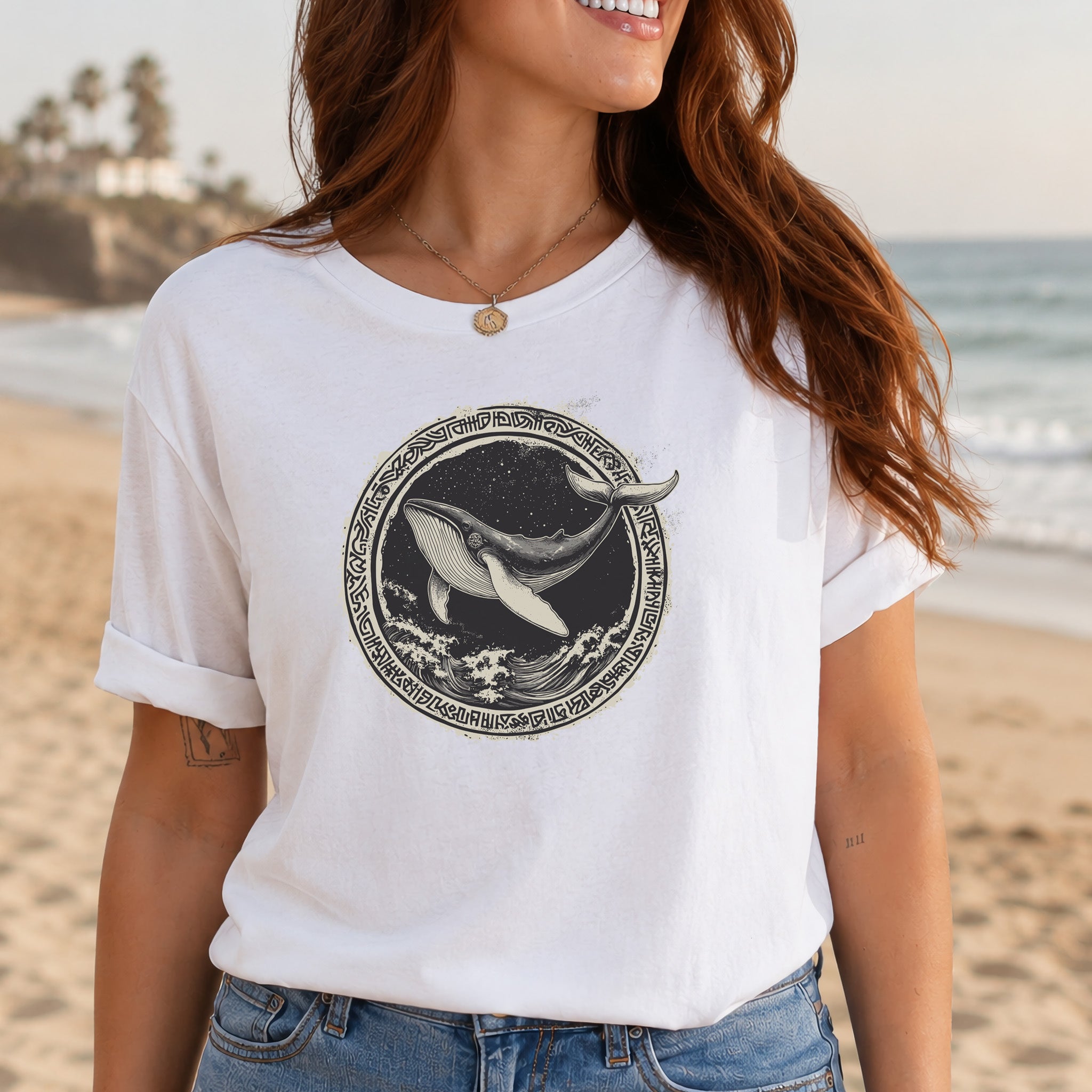 Nautical Legend: Grungy Whale & Celtic Design T-Shirt
