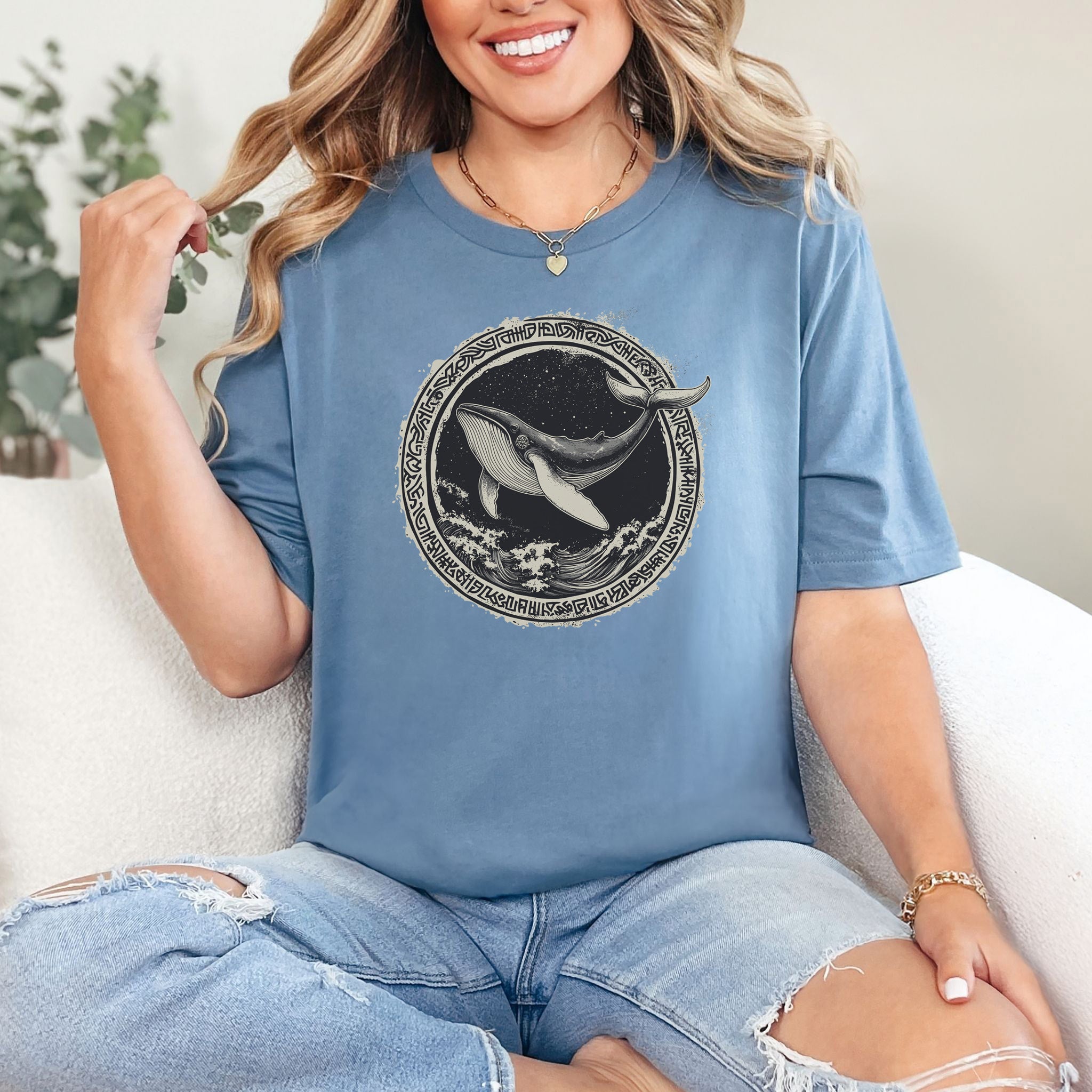 Nautical Legend: Grungy Whale & Celtic Design T-Shirt