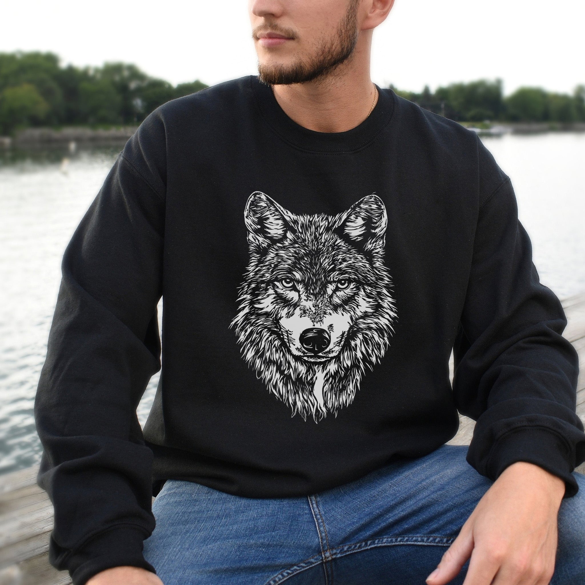 Wild Spirit Wolf Sweatshirt – Mystical Nature Graphic for Wolf Lovers