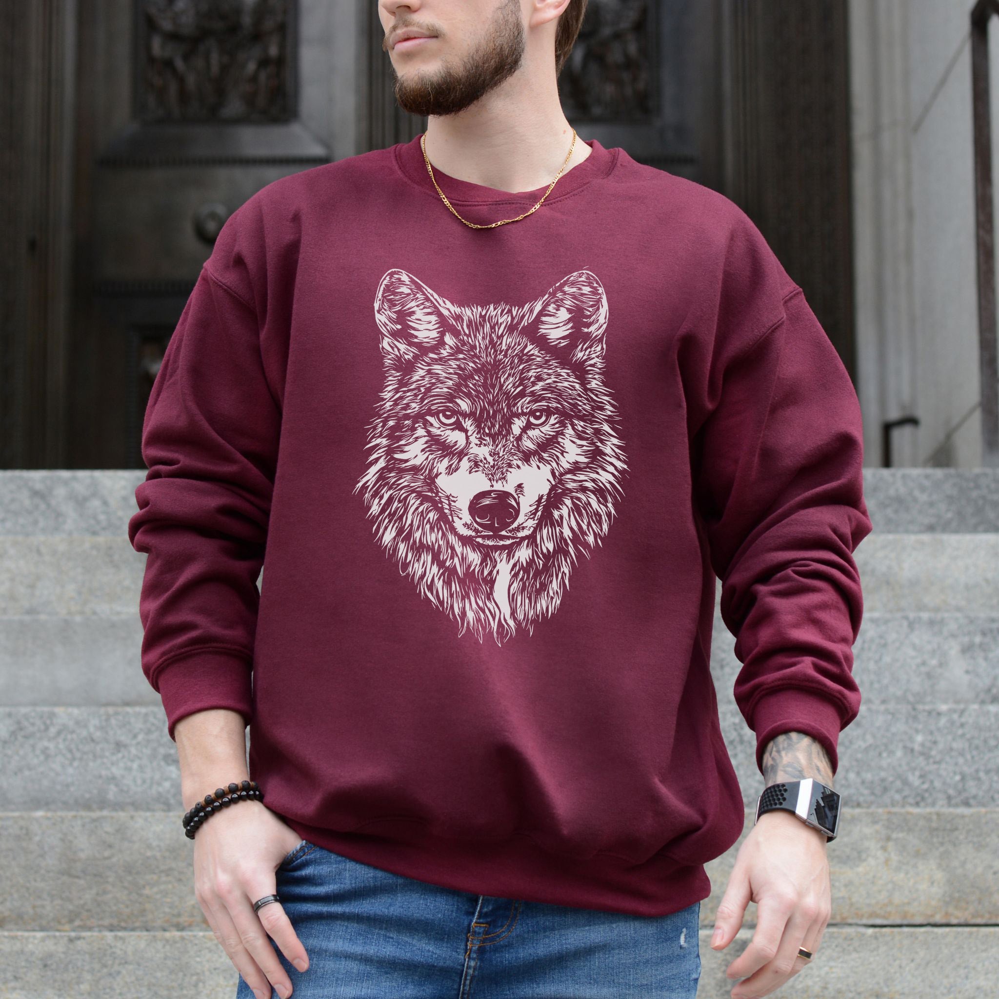 Wild Spirit Wolf Sweatshirt – Mystical Nature Graphic for Wolf Lovers