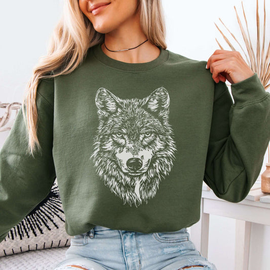 Wild Spirit Wolf Sweatshirt – Mystical Nature Graphic for Wolf Lovers