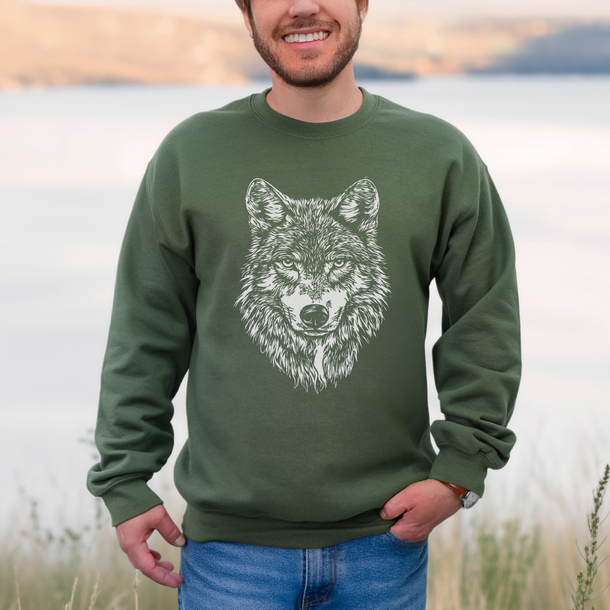 Wild Spirit Wolf Sweatshirt – Mystical Nature Graphic for Wolf Lovers