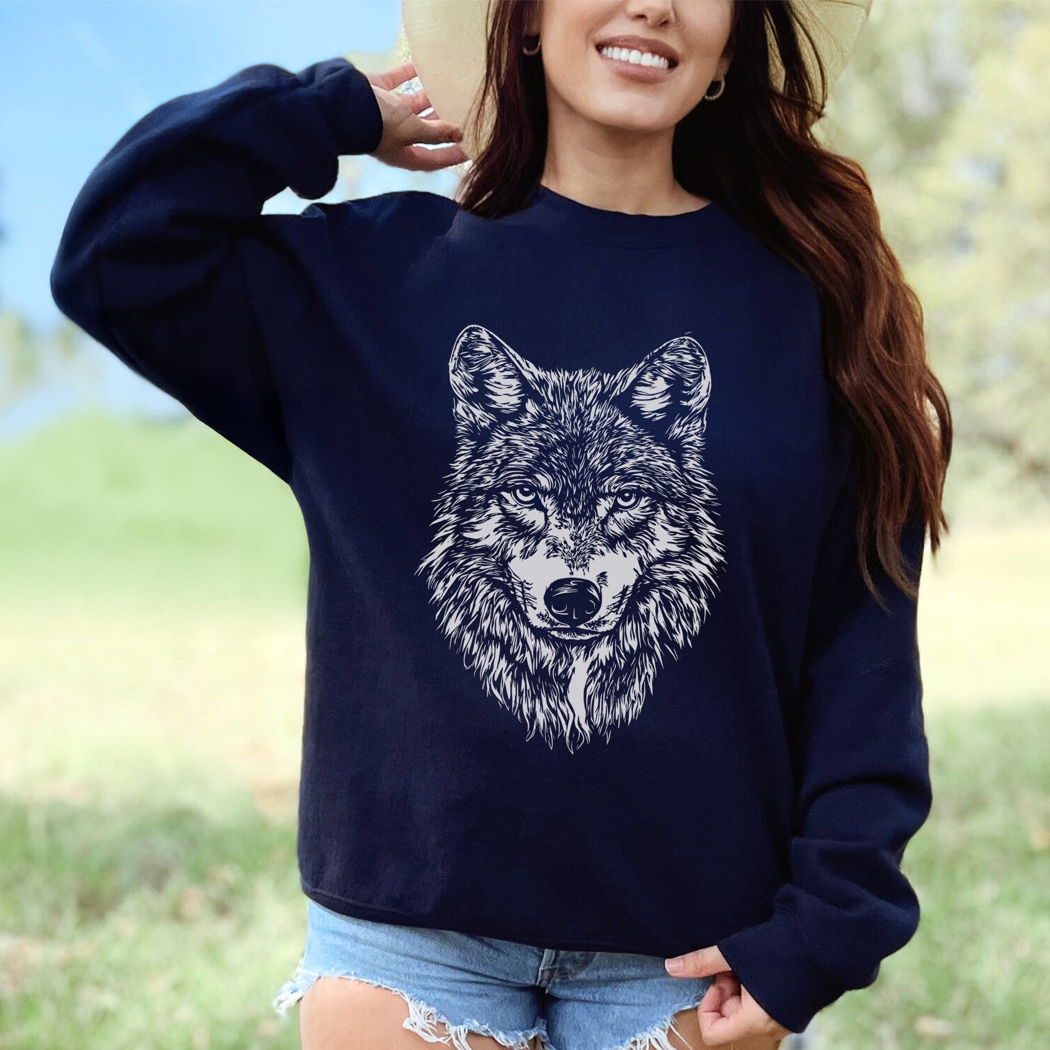 Wild Spirit Wolf Sweatshirt – Mystical Nature Graphic for Wolf Lovers