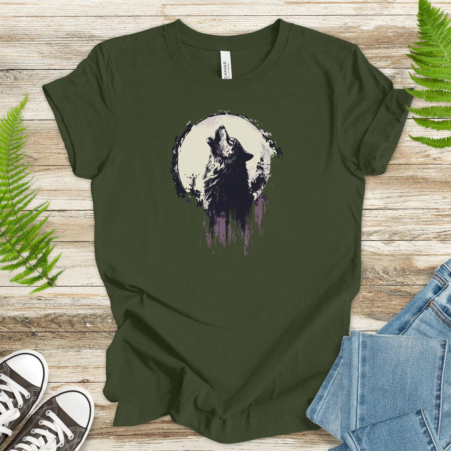 Howling Wolf and Moon T-Shirt – Adventurous Design - TShirtree