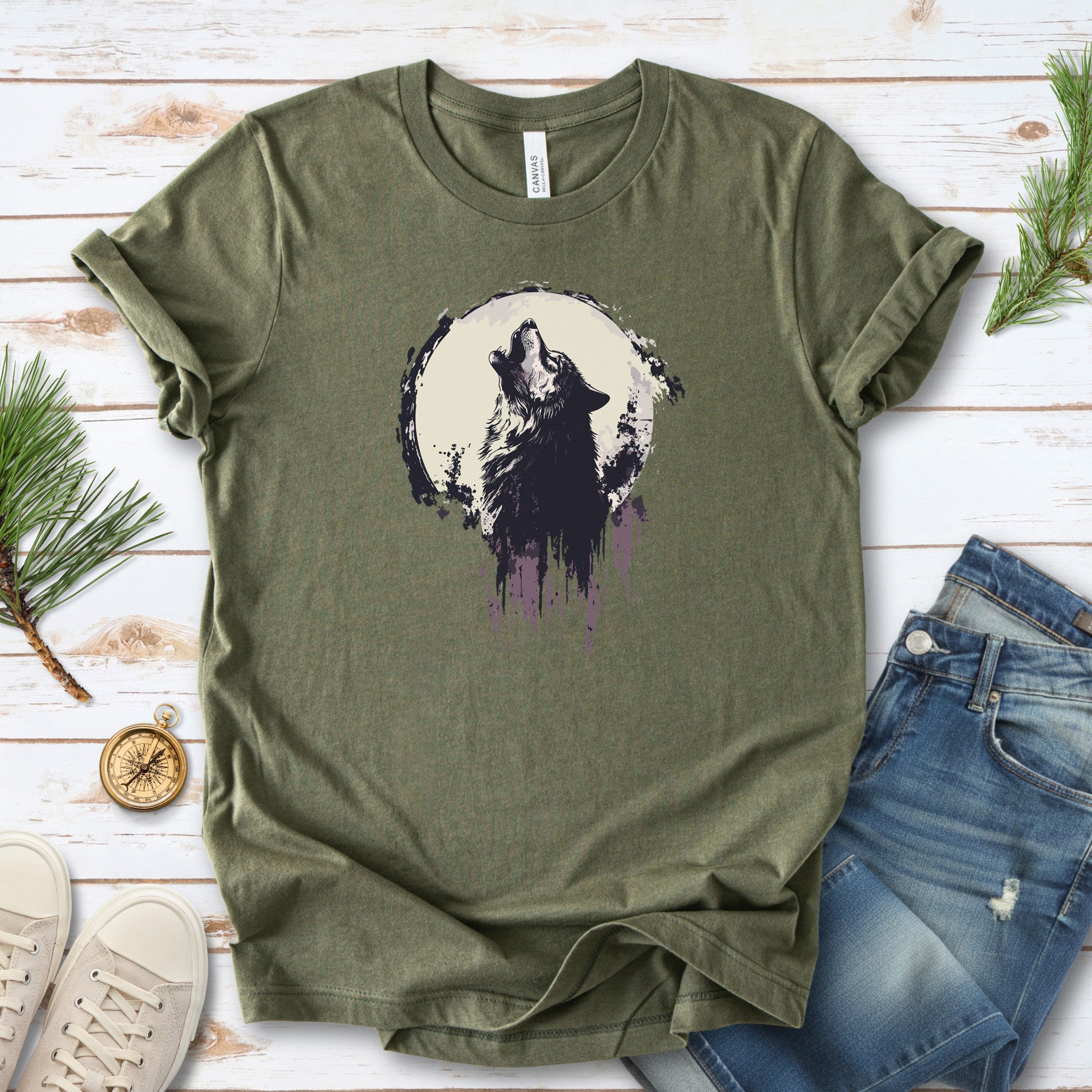 Howling Wolf and Moon T-Shirt – Adventurous Design