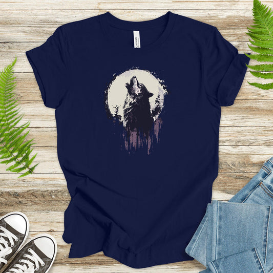 Howling Wolf and Moon T-Shirt – Adventurous Design - TShirtree